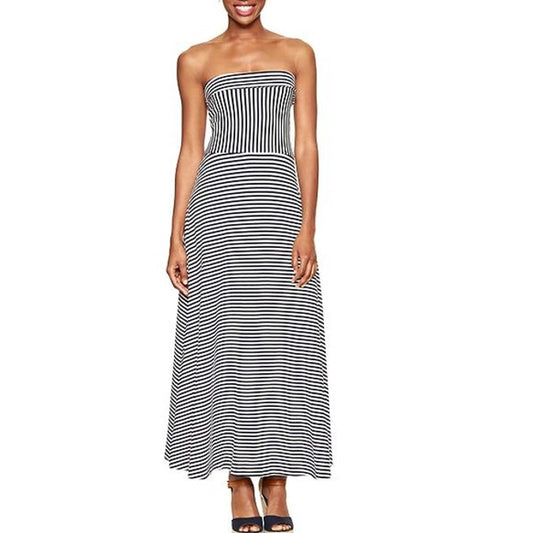 GAP Convertible Striped Strapless Midi Dress Maxi Skirt Blue White XS