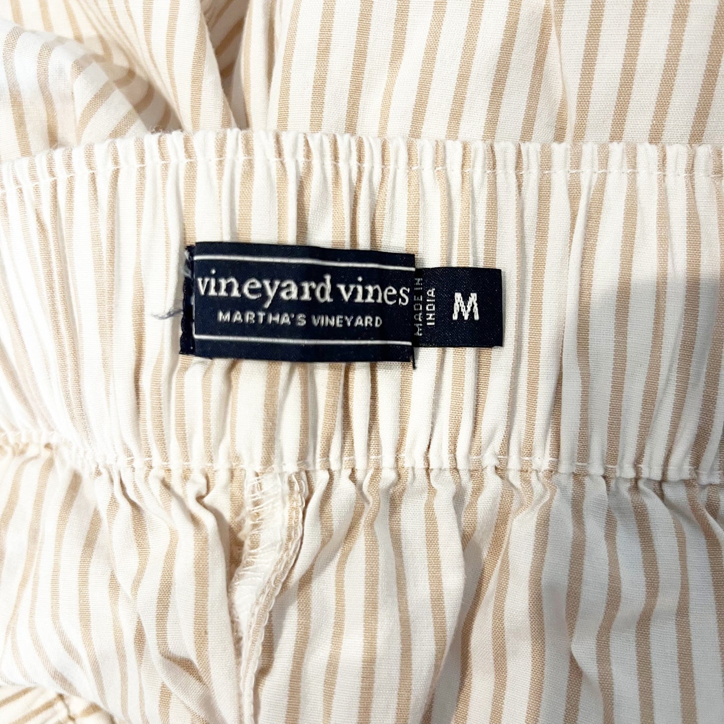 Vineyard Vines Seaside Harbor Seersucker Striped Shorts Tan Beige Medium