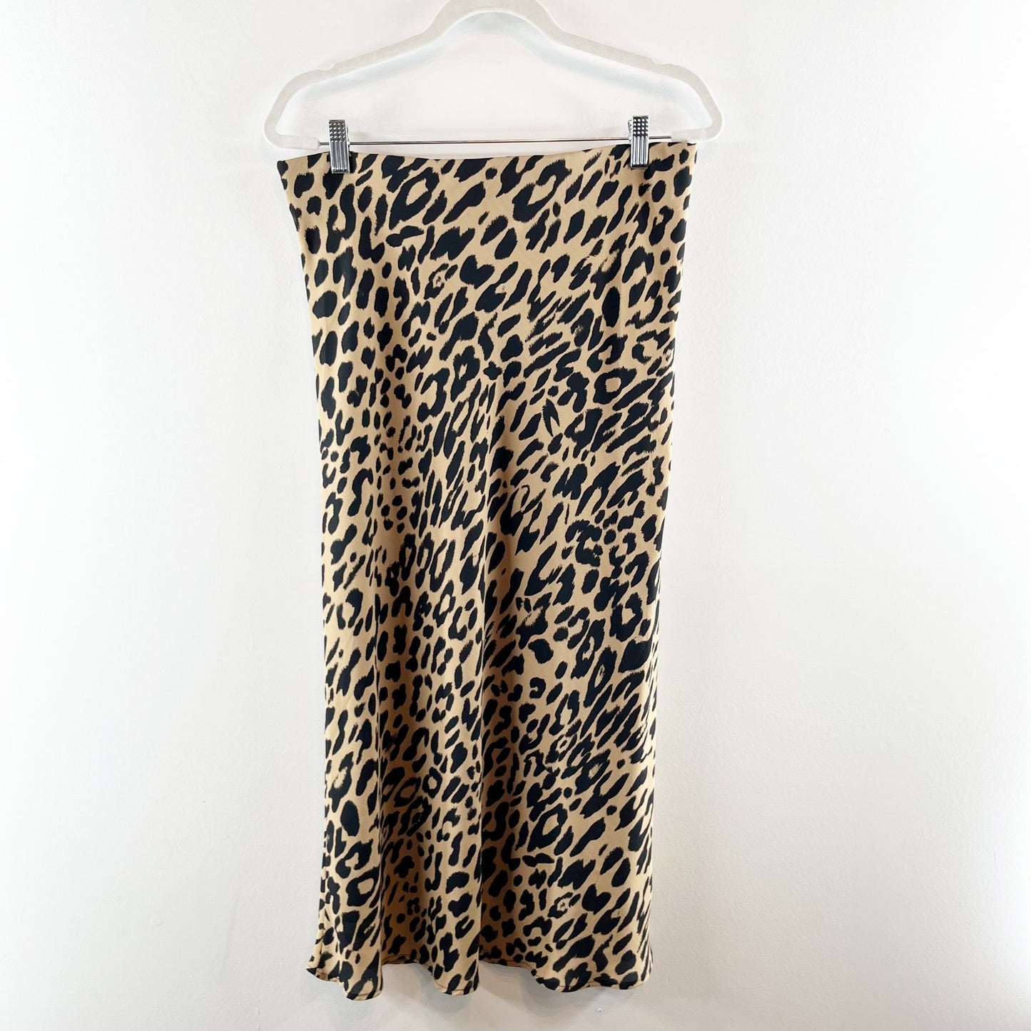 Banana Republic Leopard Midi Slip Skirt Tan Black Medium