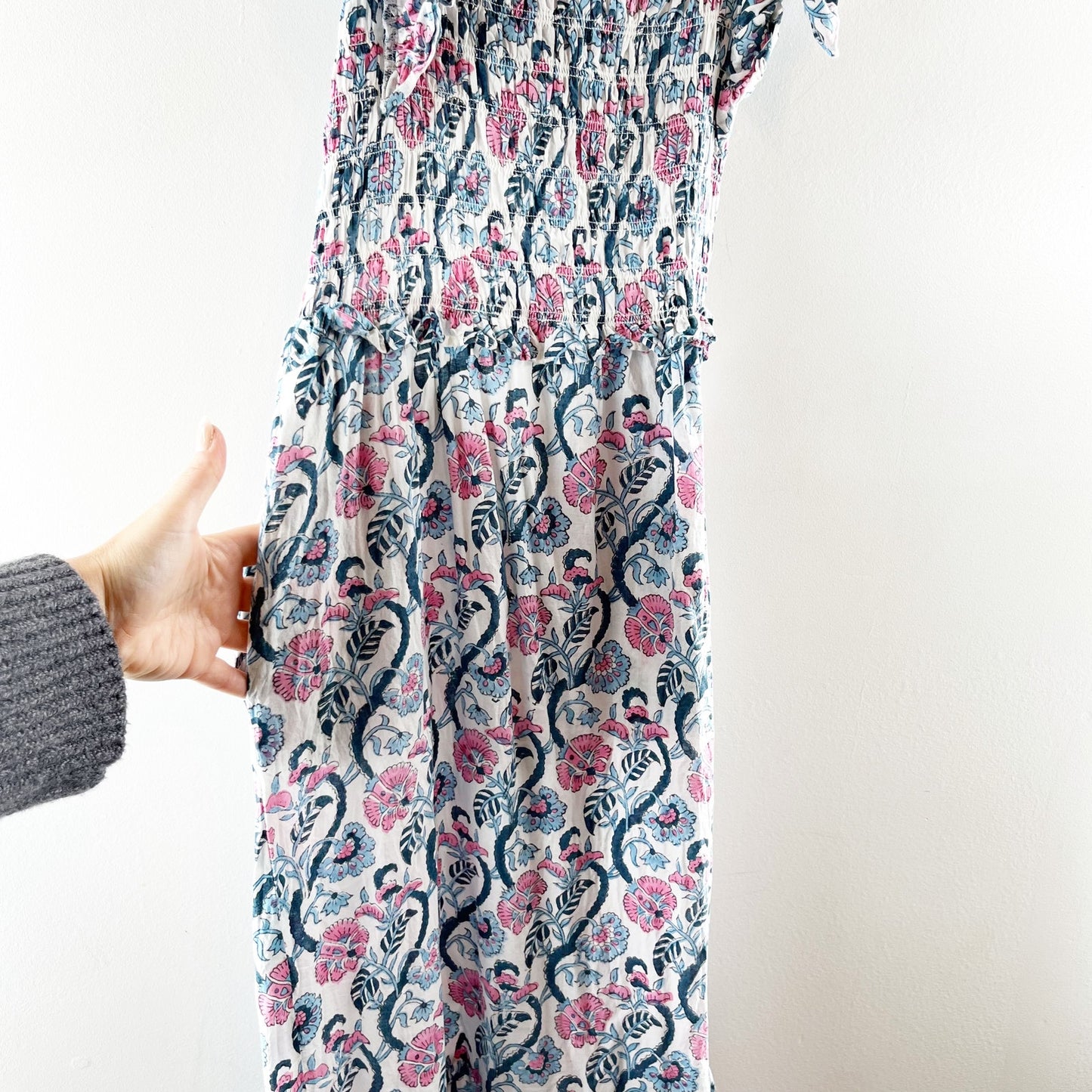 Anna Cate Collection Gisele Floral Flutter Sleeve Maxi Sundress Blue Pink XS