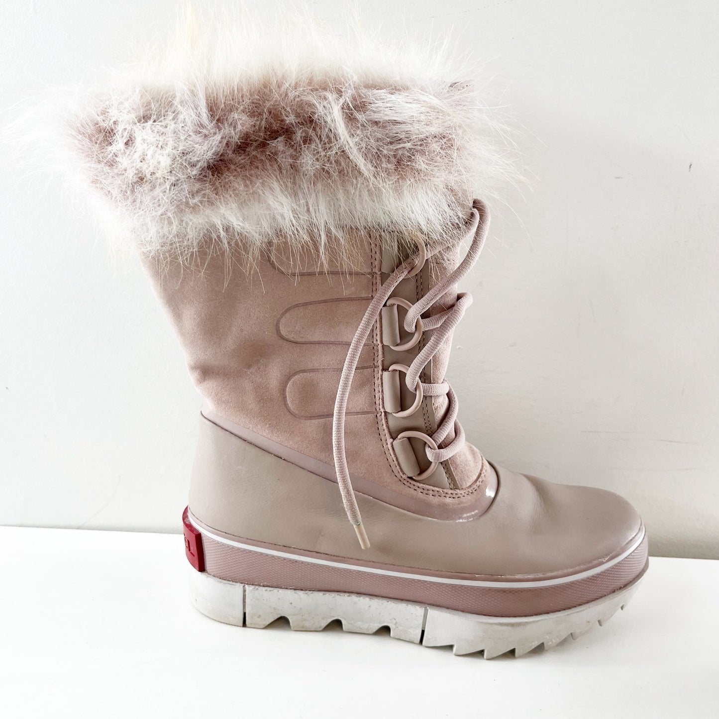 Sorel Joan of Arctic Mid Calf Faux Fur Waterproof Snow Boots Pink 7.5