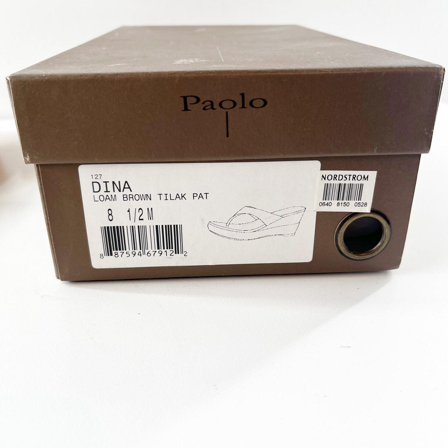 Paolo Dina Patent Leather Slip On Wedge Thong Sandals Loam Brown 8.5