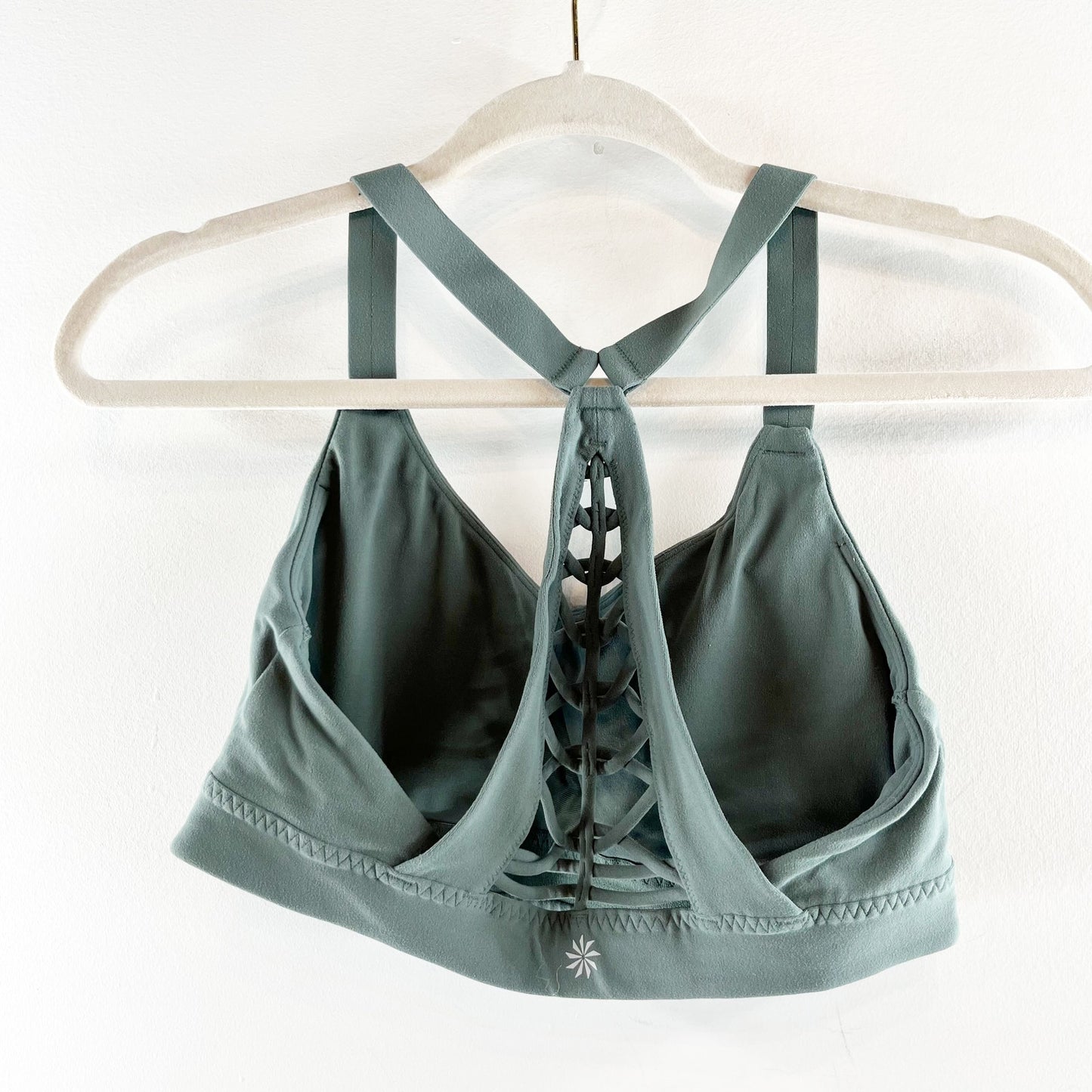 Athleta Savasana Macrame Set Sport Bra Leggings Maritime Pine Green Small