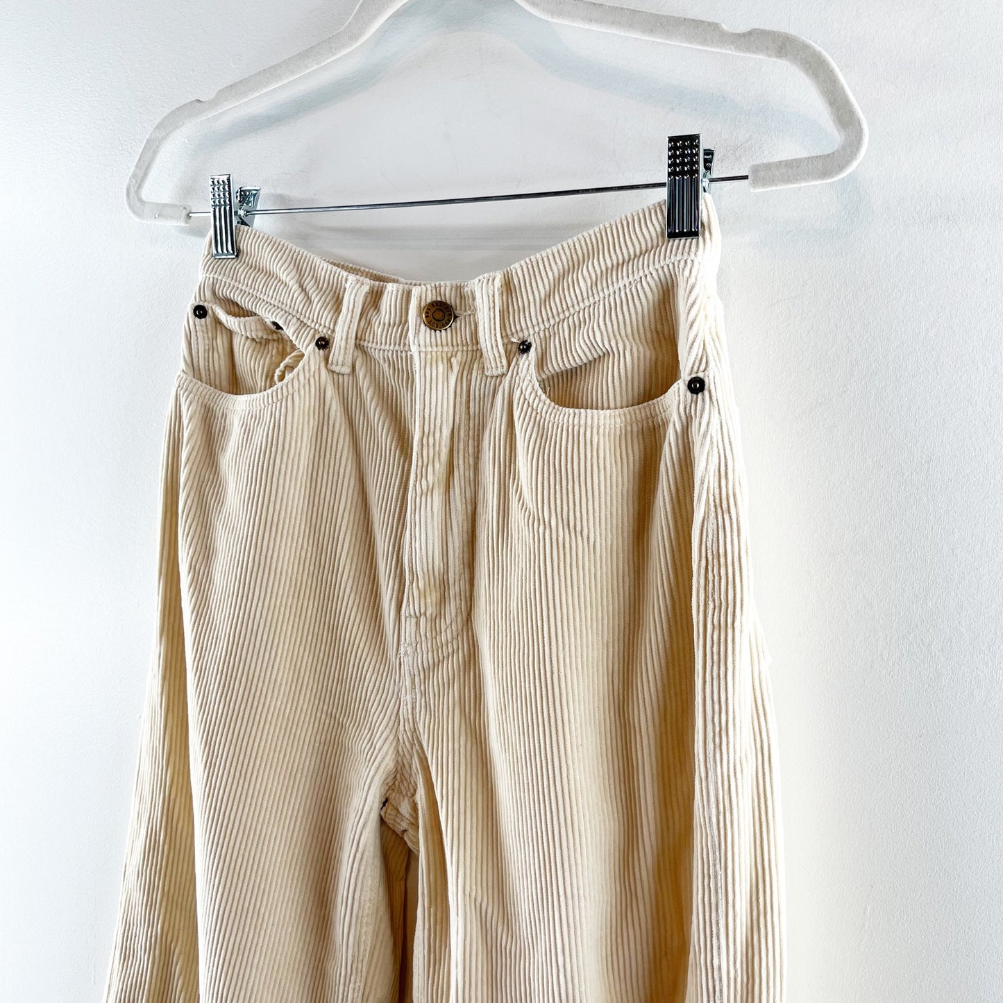 BDG High & Wide Corduroy Cotton Wide Leg Pants Cream 25 / 0