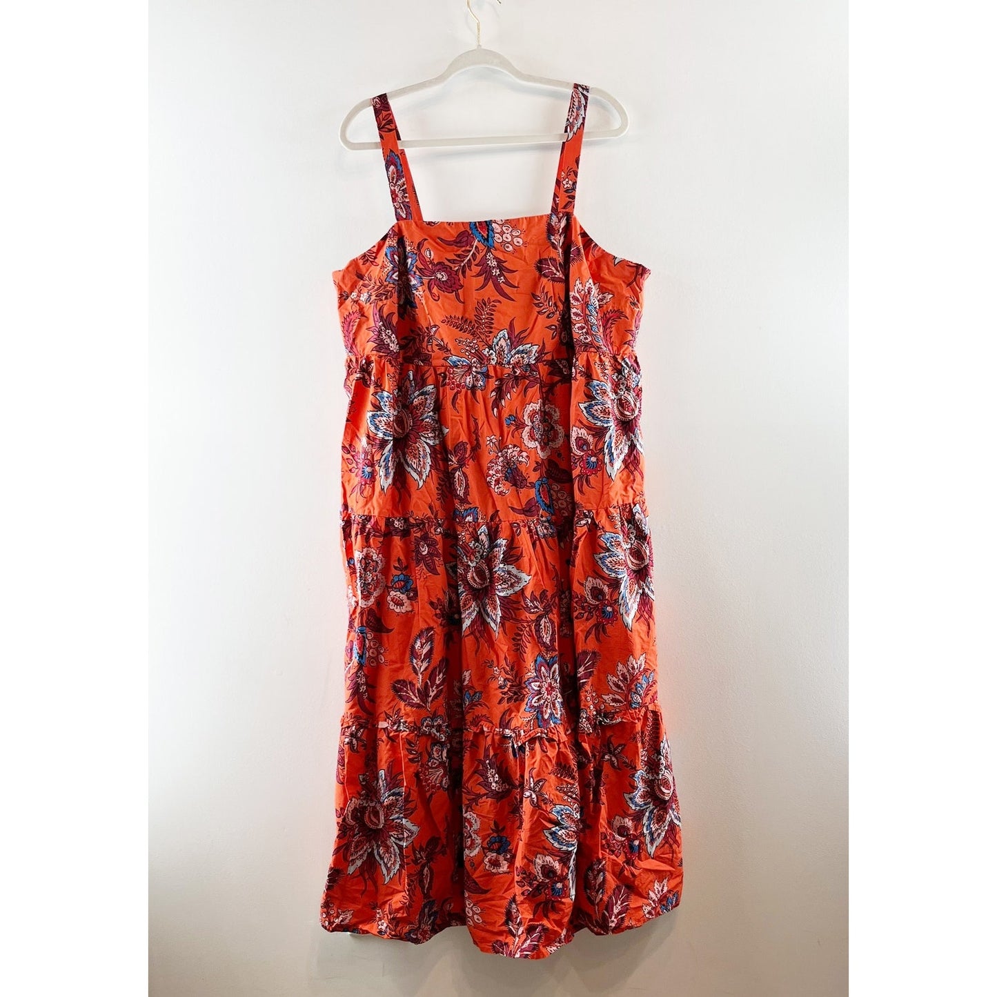 RHODE x Target Leafy Floral Print Tiered Poplin Midi Sundress Orange Plus 1X