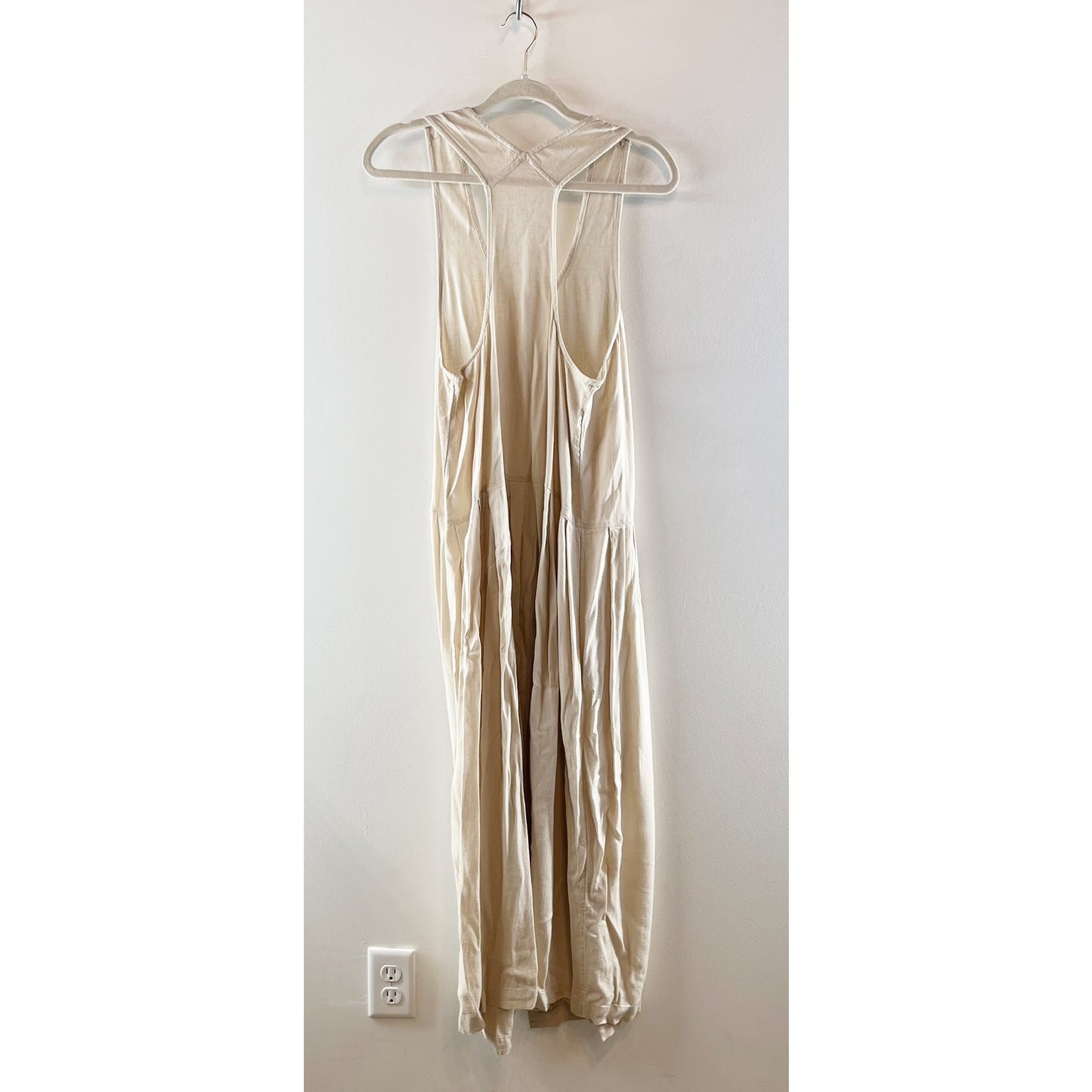 Free People Runaway With Me Linen Blend Racerback Maxi Dress Tan Beige XS