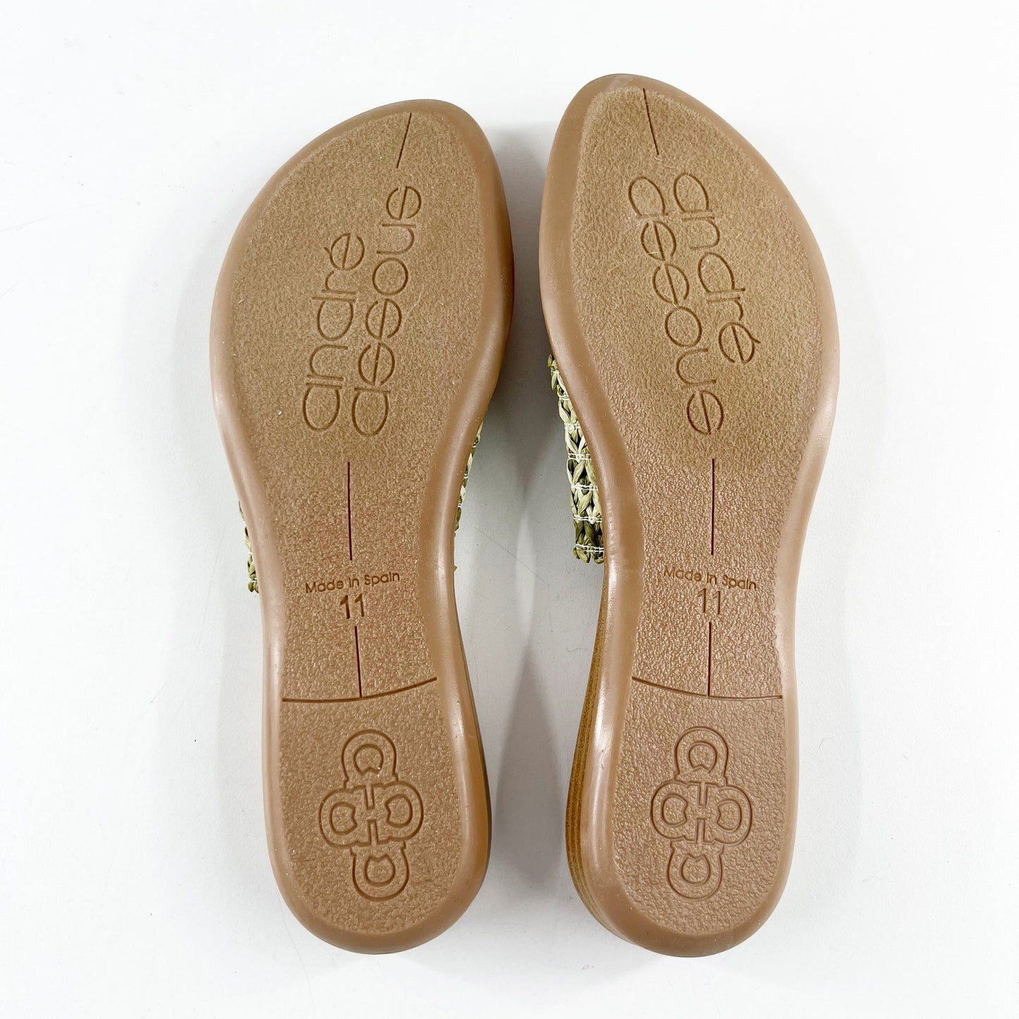 Andre Assous Nice Woven Thong Sandals Green Brown 11
