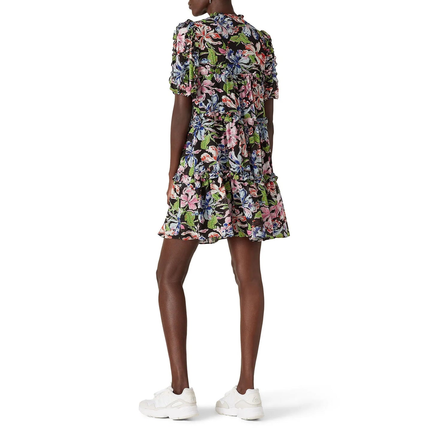 Hofmann Copenhagen Jenna Floral Print V-Neck Mini Dress Black Multi 34