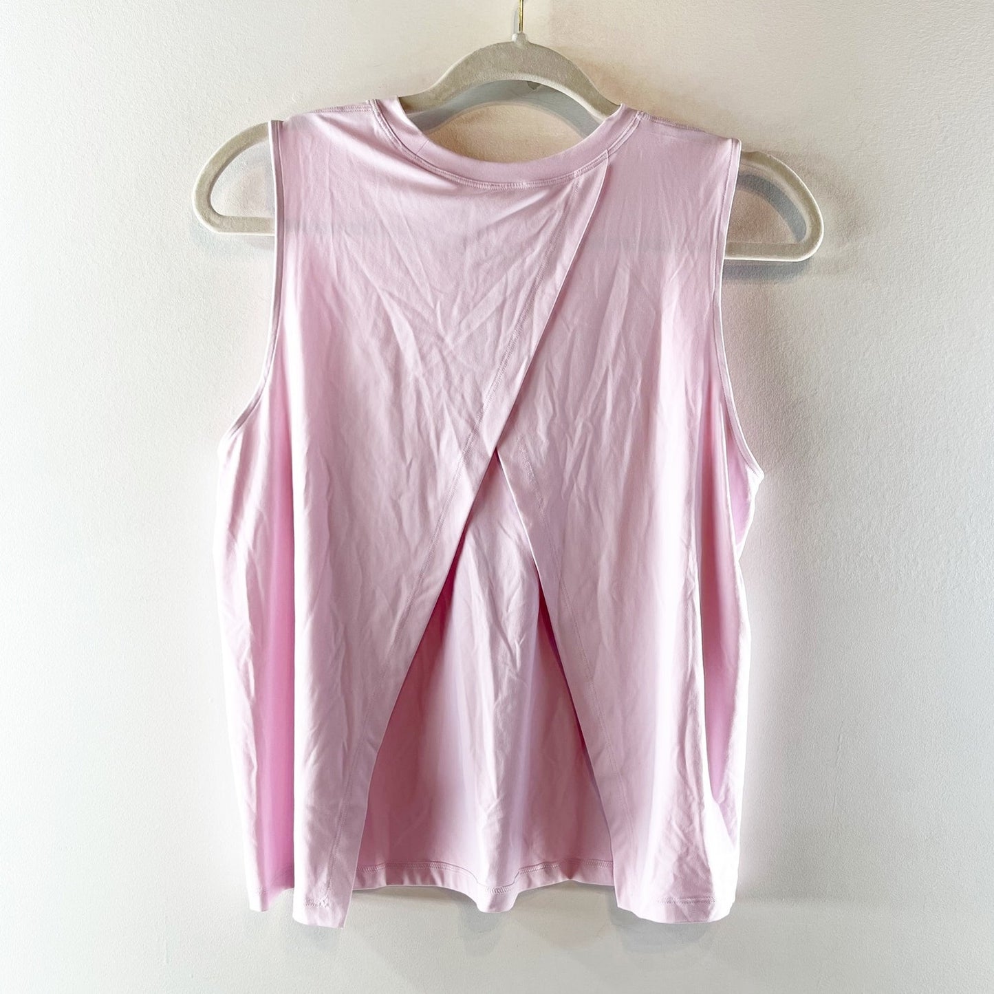 Lululemon Jersey Training Muscle Tank Top Open Back Wordmark Graphic Pink Small