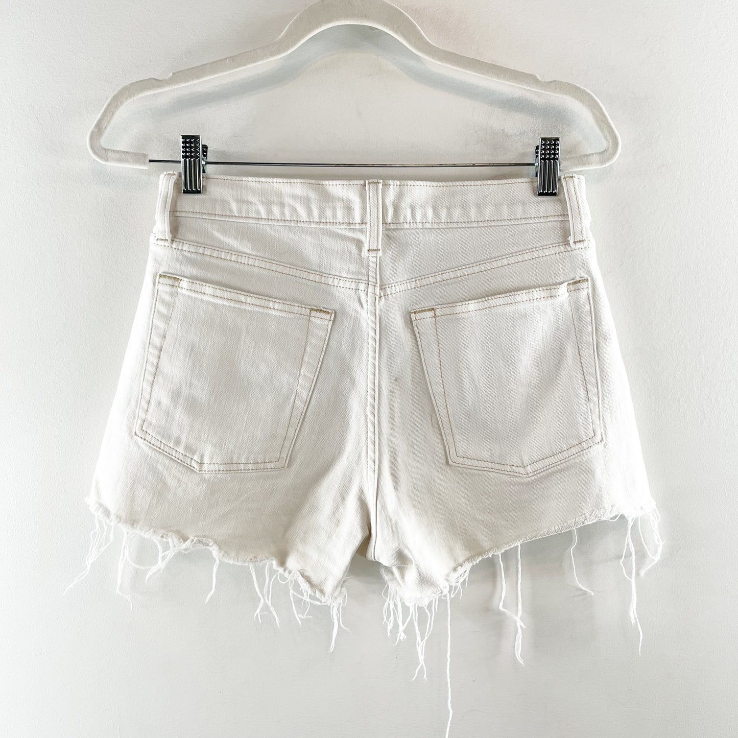 GAP High Rise Cheeky Raw Hem Denim Shorts Off White 4 / 27