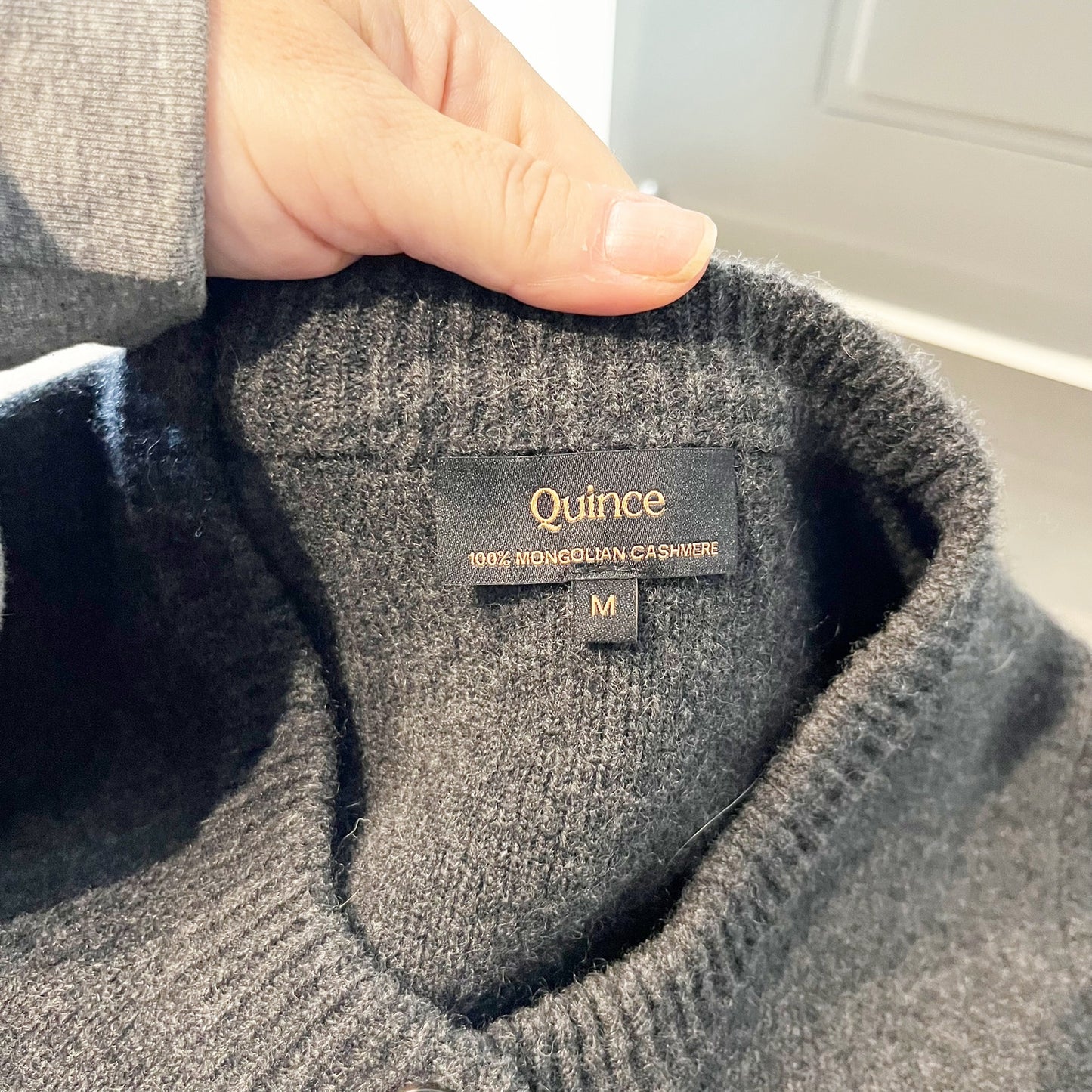 Quince Mongolian Cashmere Structured Cardigan Sweater Heather Charcoal Medium