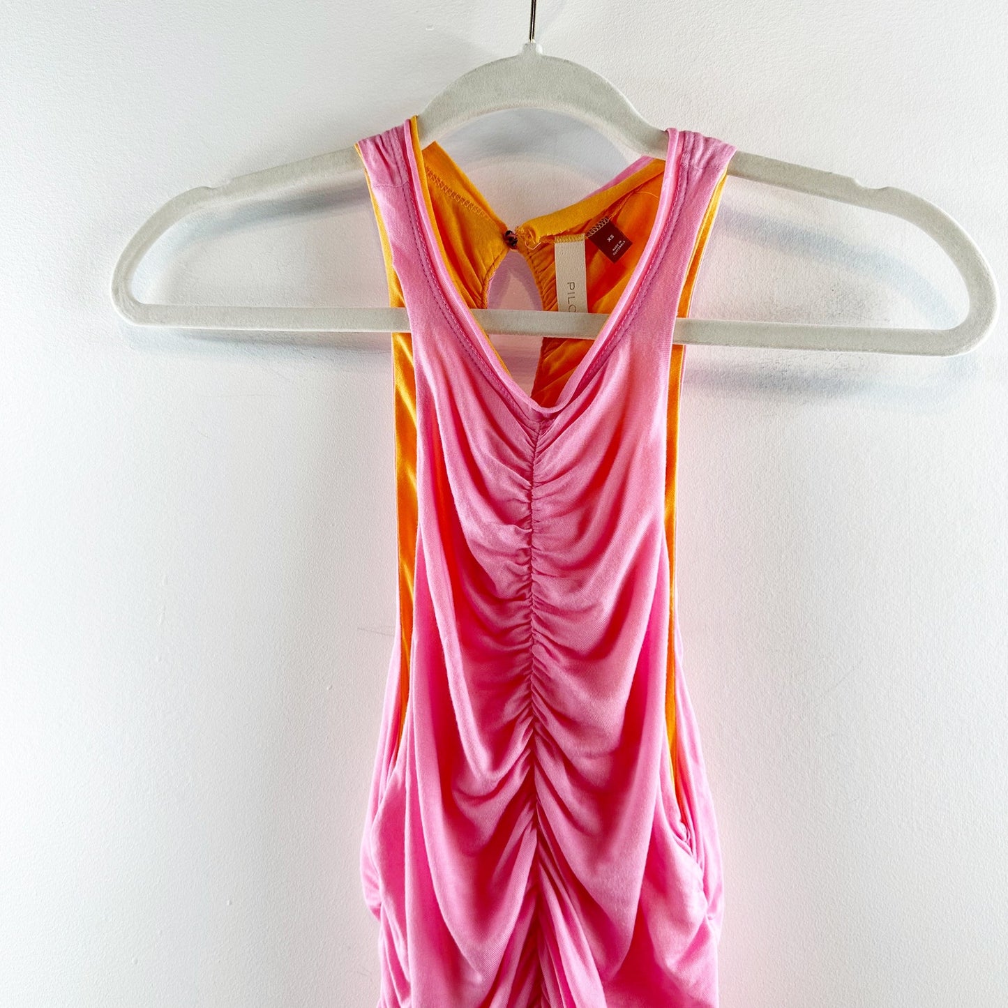 Anthropologie Pilcro Ruched Gathered Reversible Tank Top Pink Orange XS