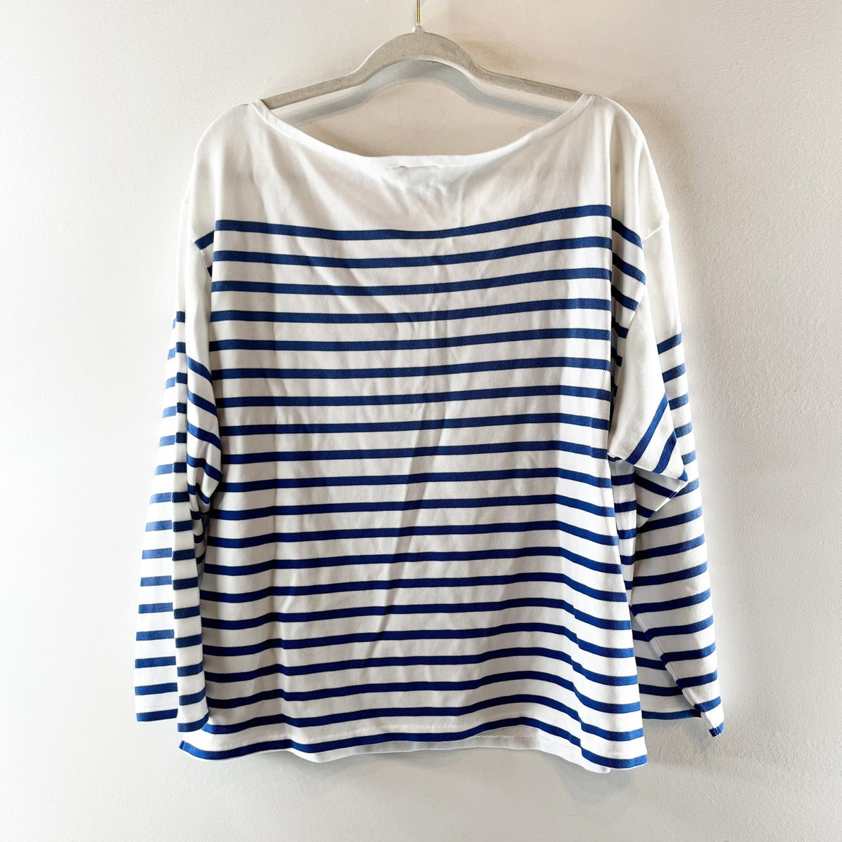 Polo by Ralph Lauren Striped Long Sleeve Cotton Boatneck Jersey Tee Shirt Blue