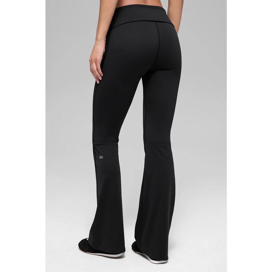 Alo Yoga Softsculpt Pull On Foldover High Waisted Flare Leggings Black Small