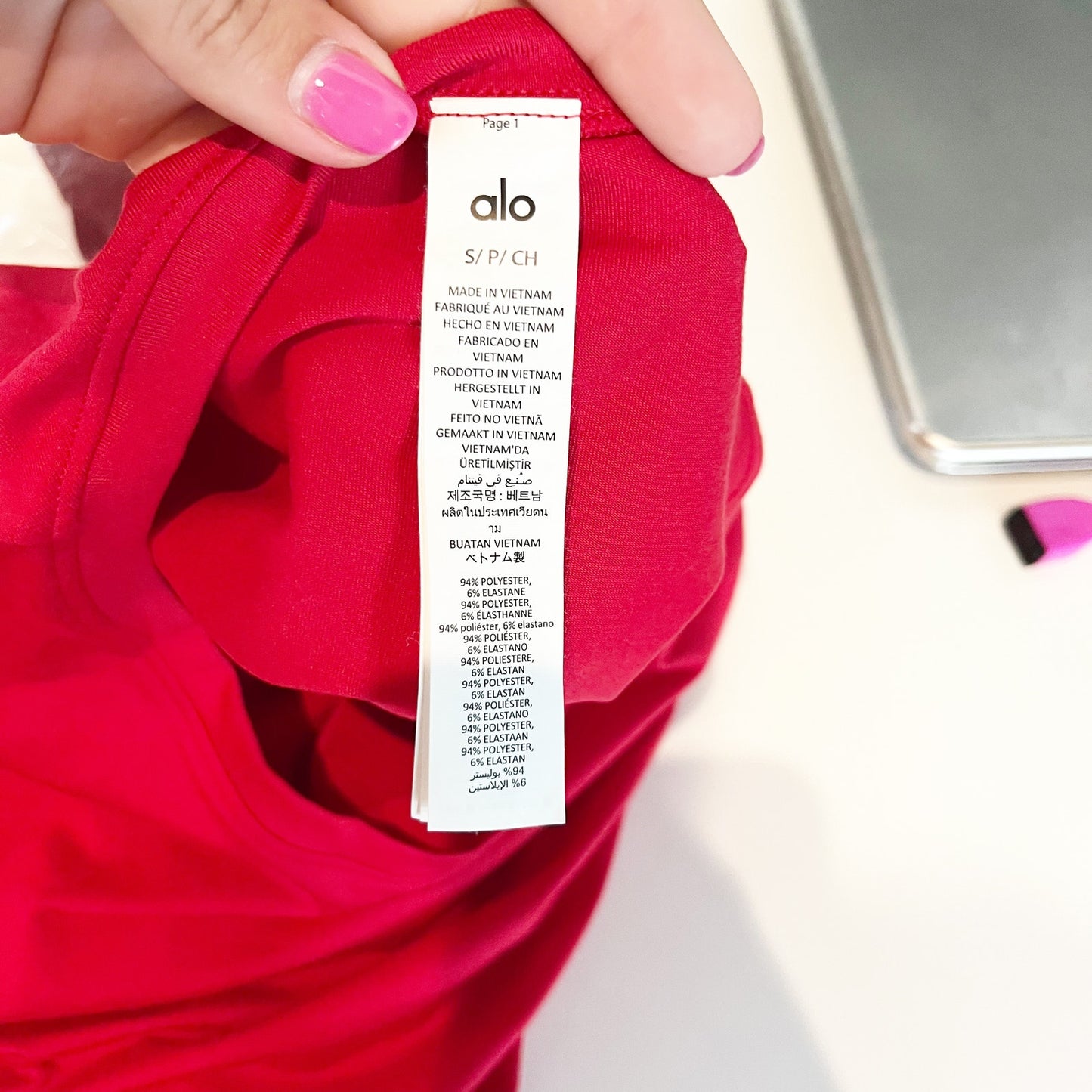 Alo Alosoft Crop Finesse Long Sleeve Top Bold Red Small