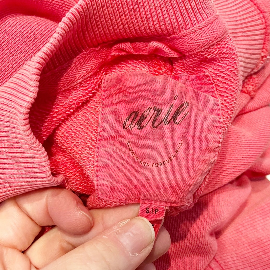 Aerie Oversized Big Chill Red Crewneck Sweatshirt Pullover Small