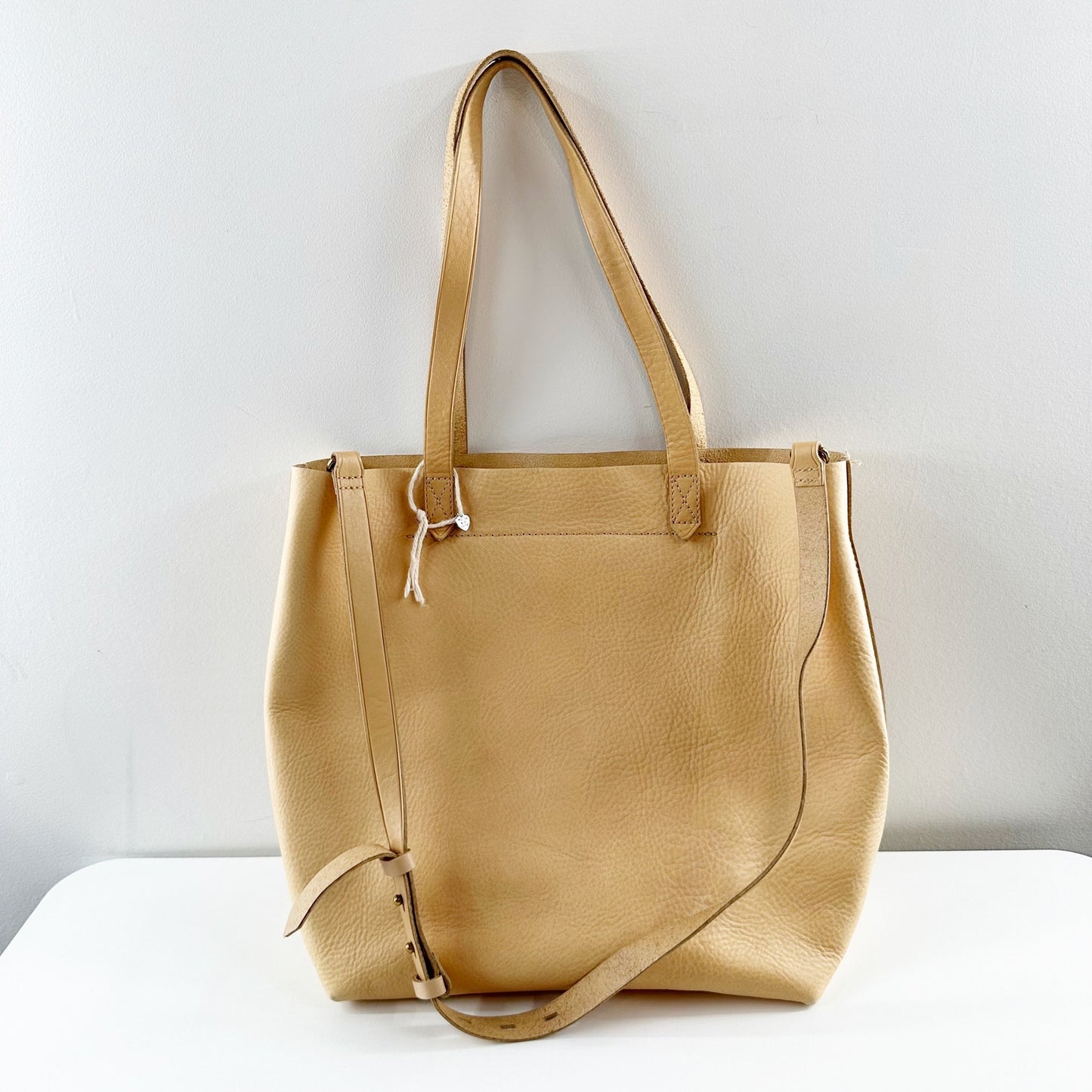 Madewell Classic Transport Leather Crossbody Tote Handbag Natural Buff Beige