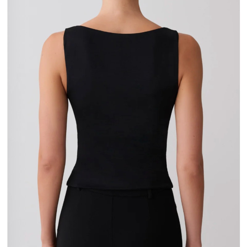 Meshki Millie Twist Sleeveless Cutout Tank Top Black Medium