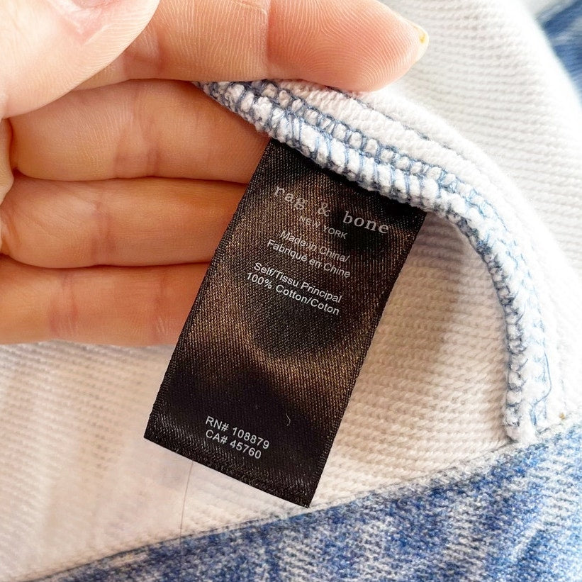 Rag & Bone Miramar Cotton Light Wash Denim Crop Trucker Jacket Blue Small