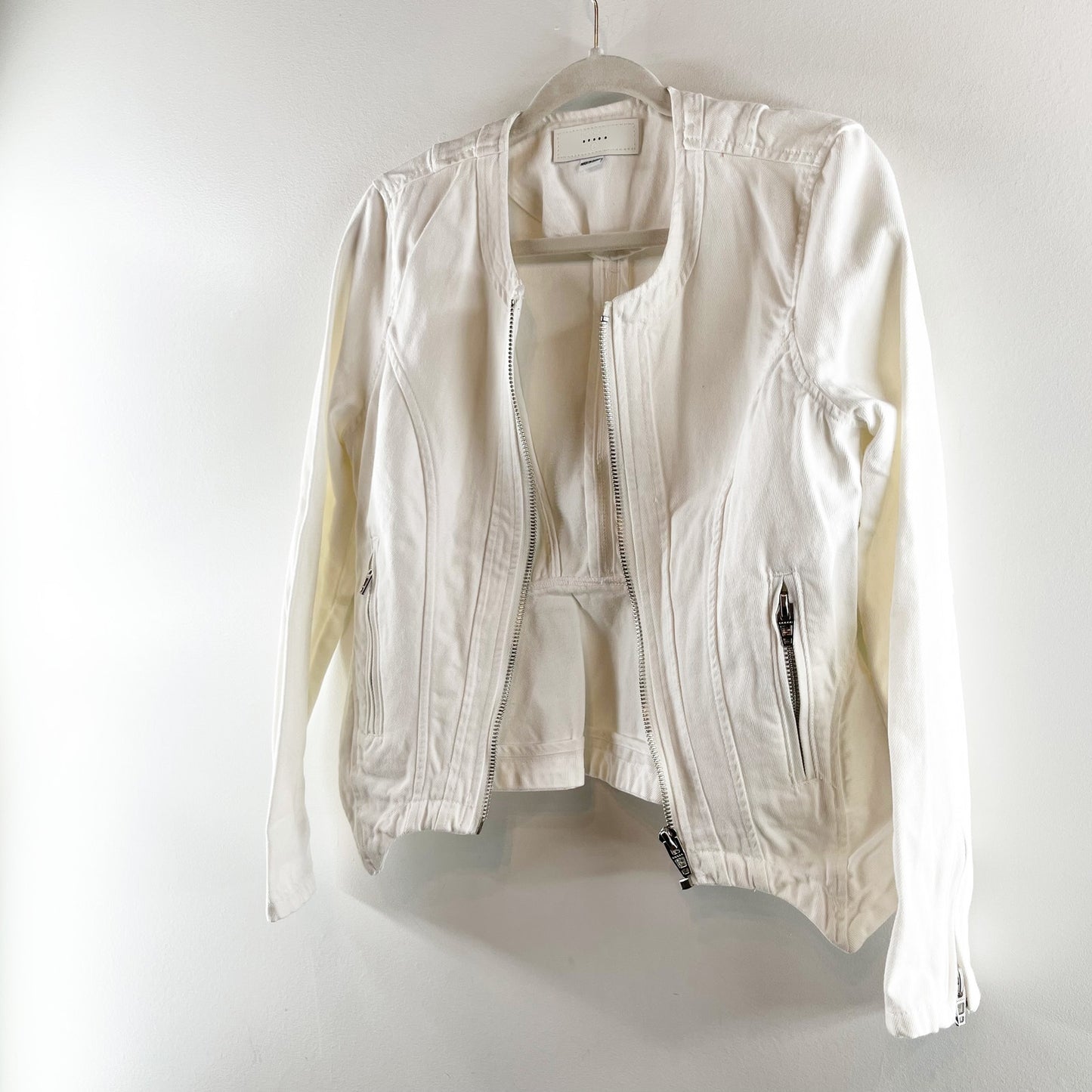 Blank NYC Part Time Lover Jean Cotton Denim Jacket White Small