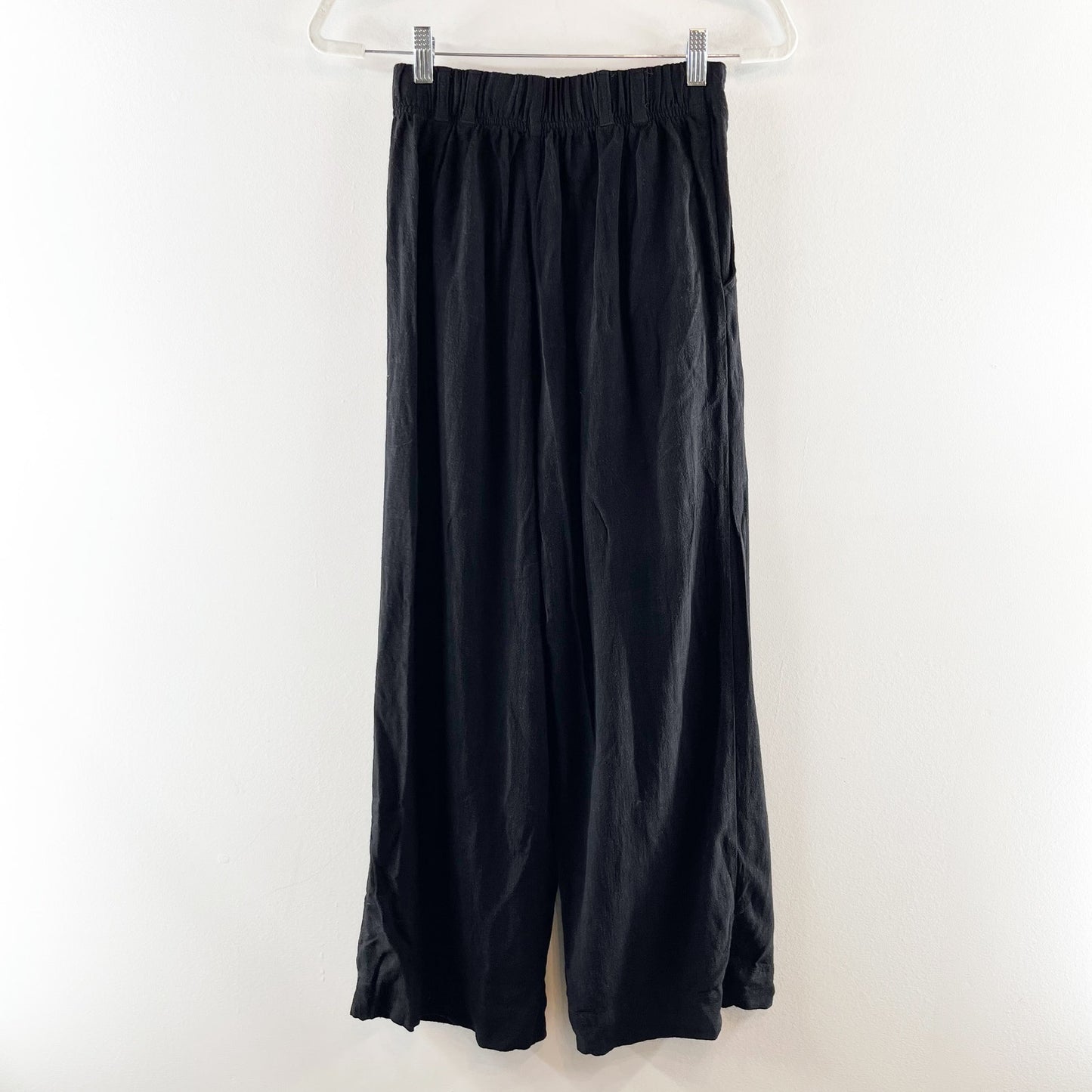 Z Supply High Rise Wide Leg Farrah Linen Blend Pants Trousers Black XS