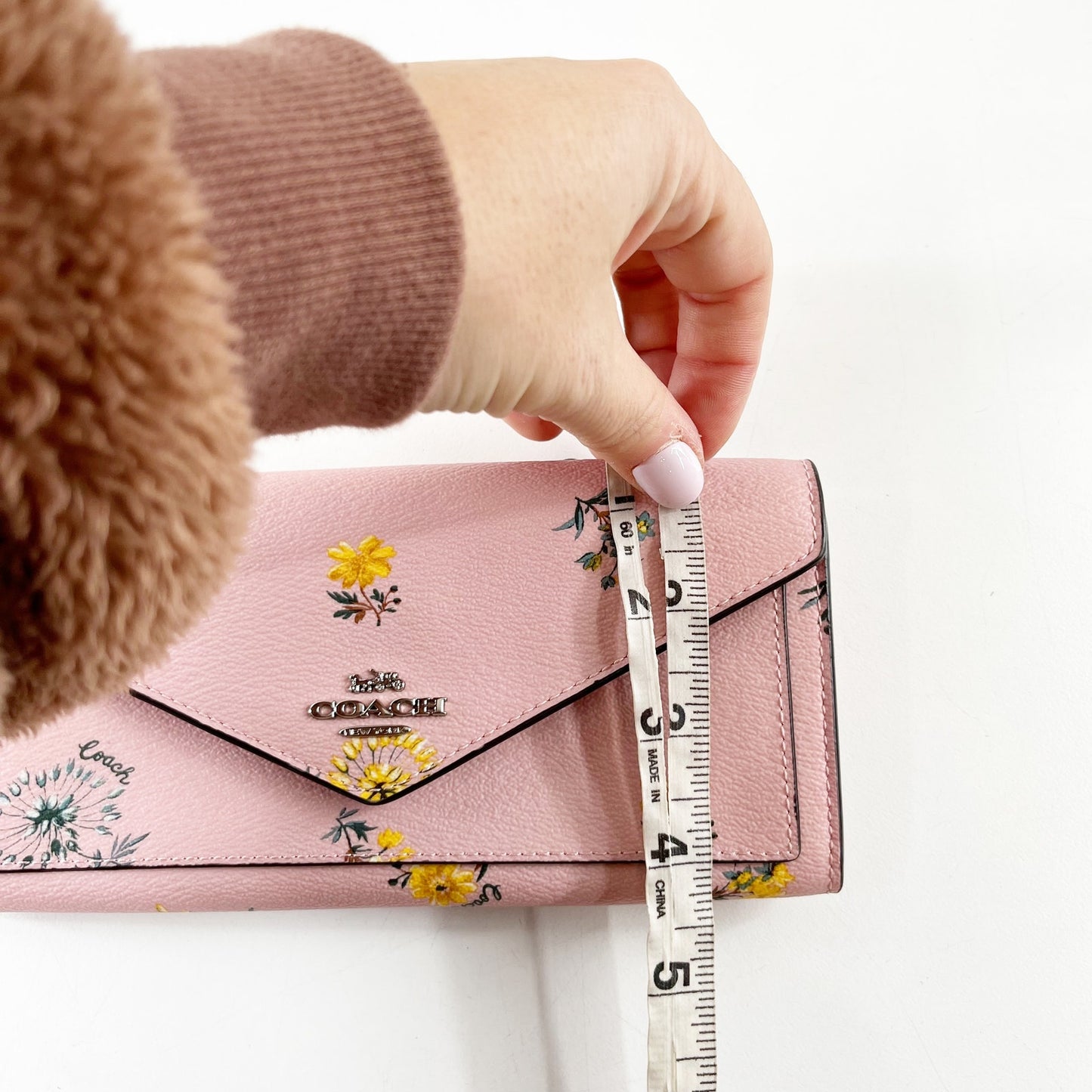 Coach Soft Coated Canvas Flap Envelope Wallet Floral Print Pink
