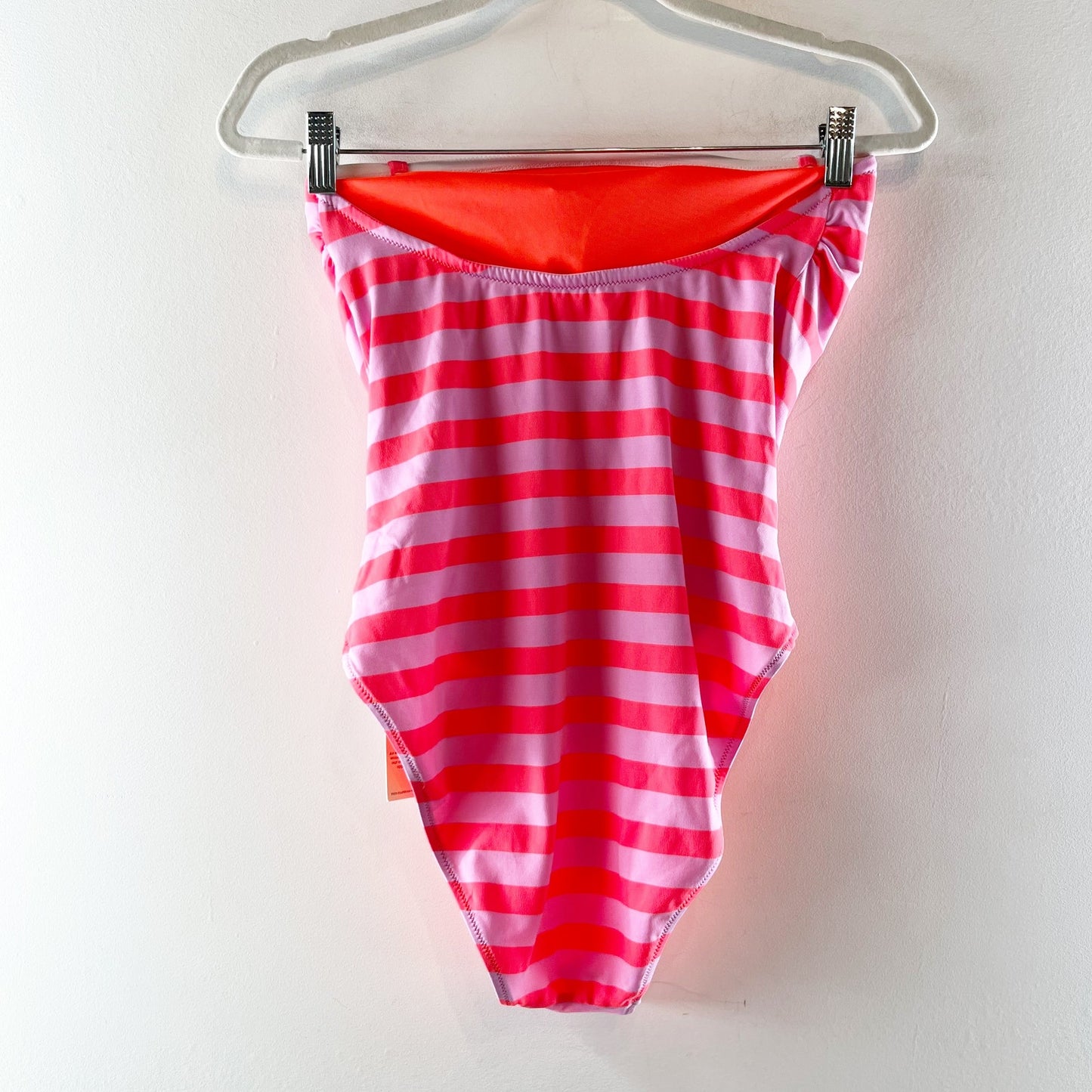 LemLem Dinah One Piece Striped High Cut Strapless Swimsuit Chireti Pink Large