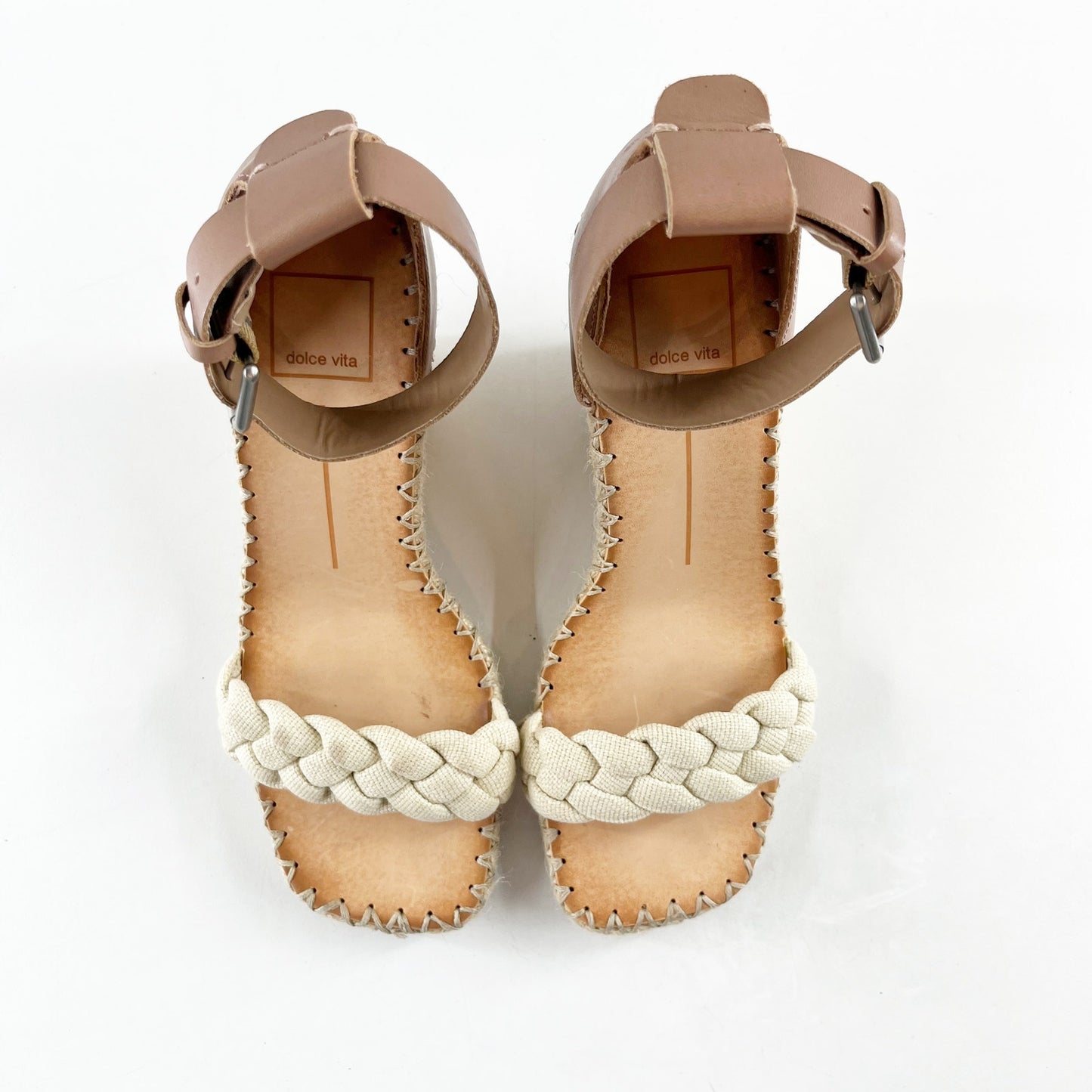 Dolce Vita Nilton Braided Platform Wedge Espadrille Sandal Sandstone Canvas 8