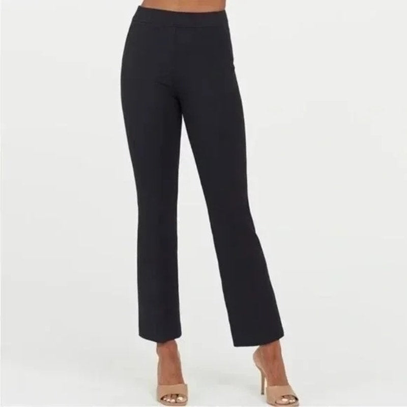 Spanx Polished Cropped Kick Ponte Flare Pants Black Small Petite
