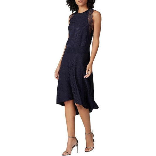 Zadig & Voltaire Roberto Jack Leo Leopard Woven Silk Cocktail Dress Navy XS