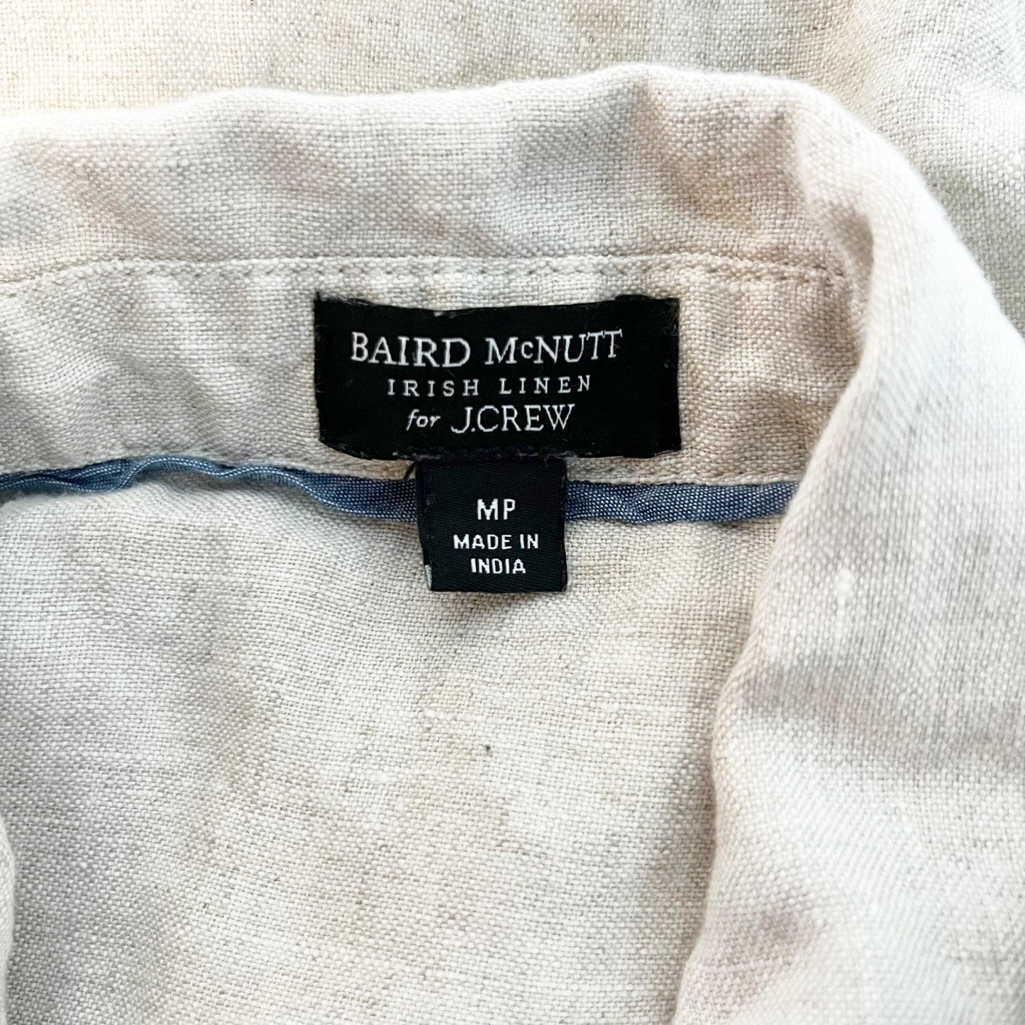 Baird McNutt Irish Linen for J. Crew Relaxed Cuffed Sleeve Shirt Dress Beige M