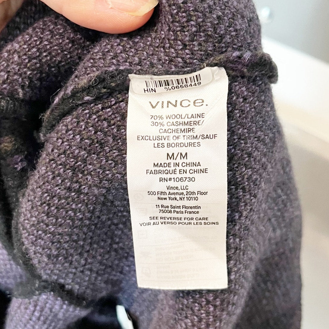 Vince Wool Cashmere Orchid Square Neck Sweater Floral Cami Crop Top Black Medium