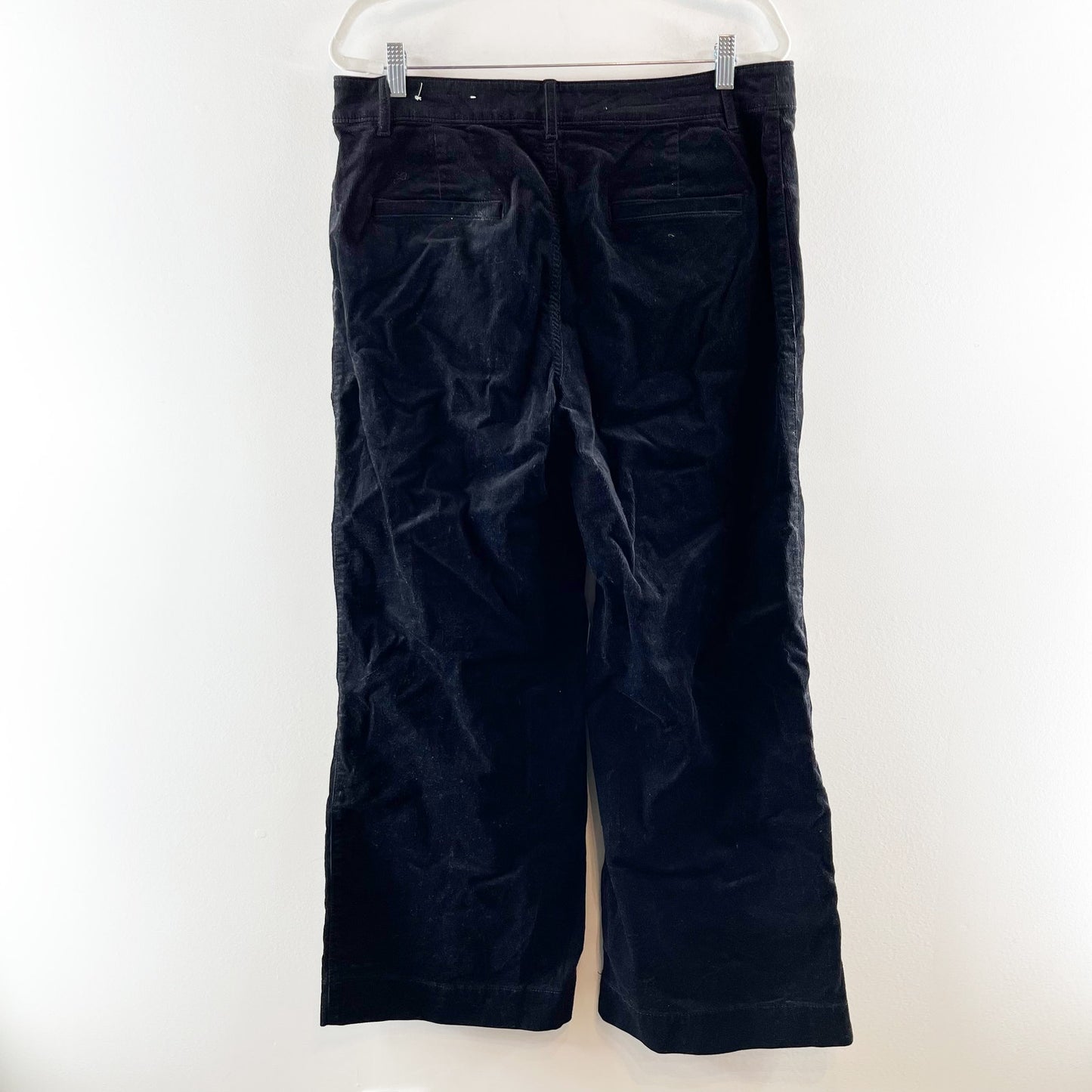 LOFT The Palmer High Rise Wide Leg Corduroy Pants Black 14