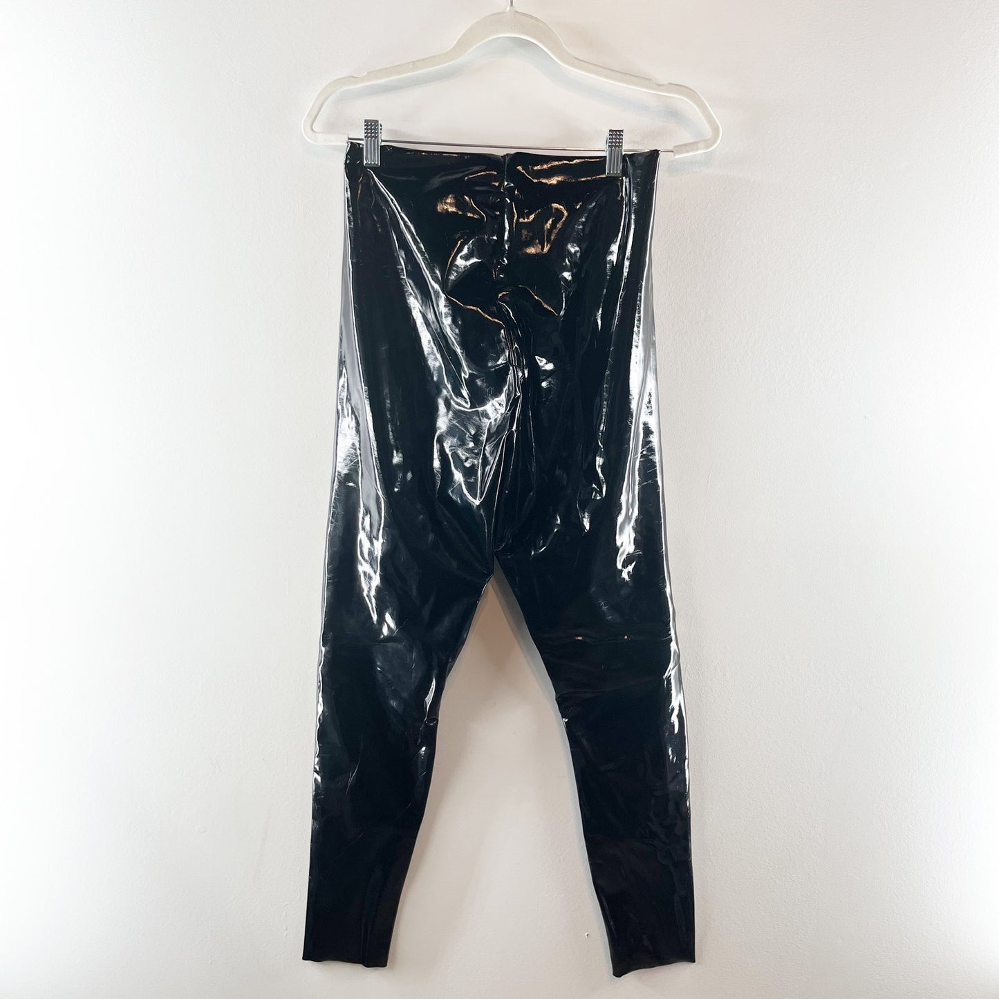 Commando Compression High Waisted Patent Faux Leather Shiny Leggings Black Large