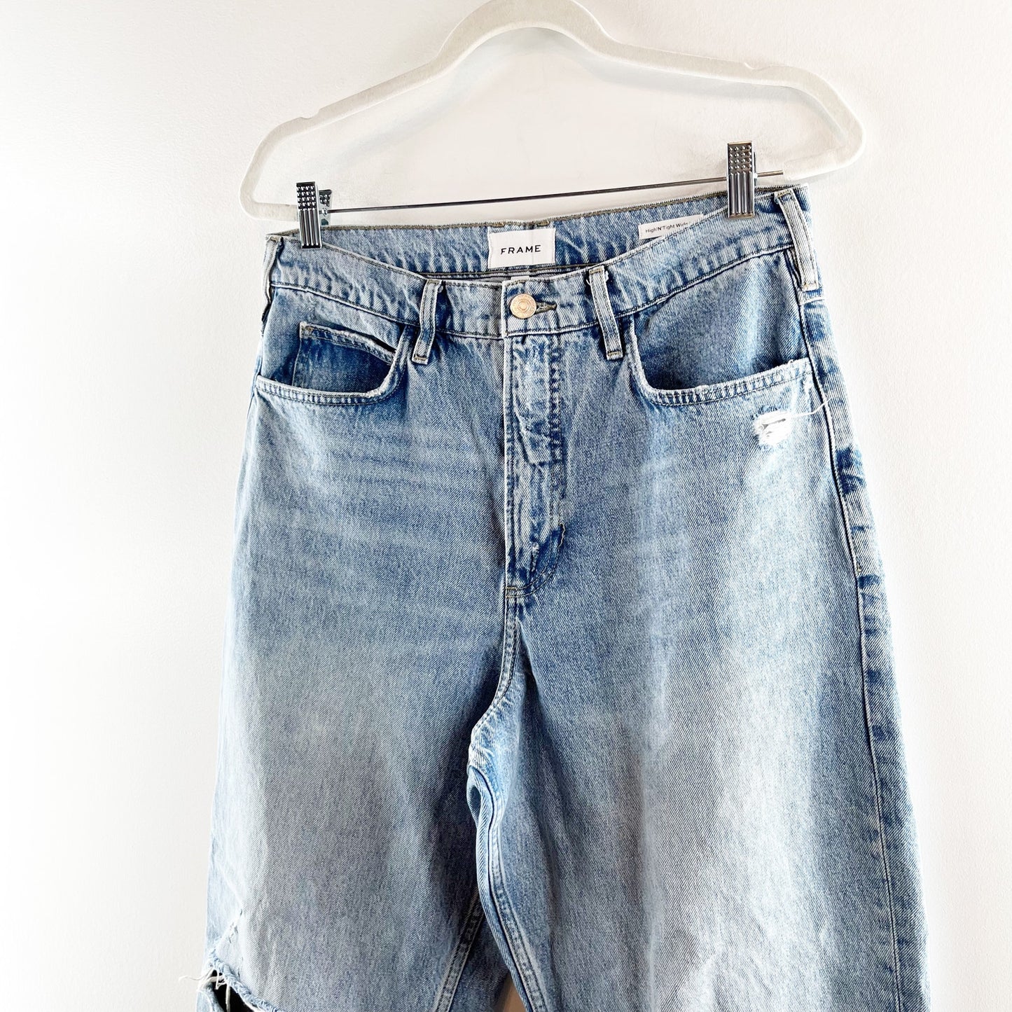FRAME Le High N Tight High Rise Wide Leg Step Hem Jeans Blue 30 / 10