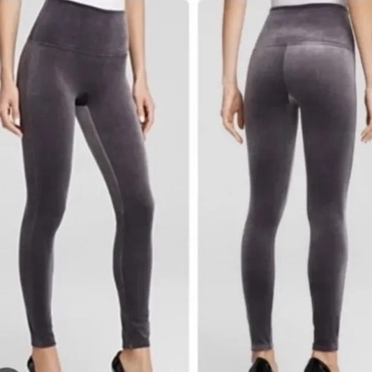 Spanx High Rise Compression Velvet Leggings Gray XL