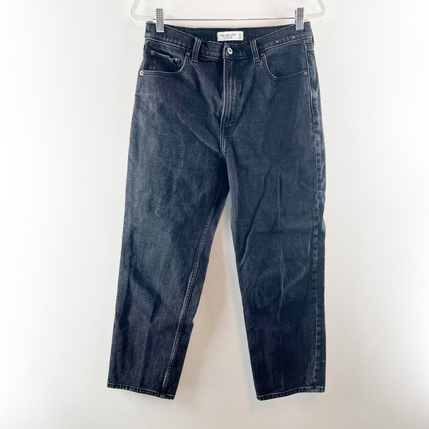 Abercrombie & Fitch Ankle Straight Ultra High Rise Jeans Black 12