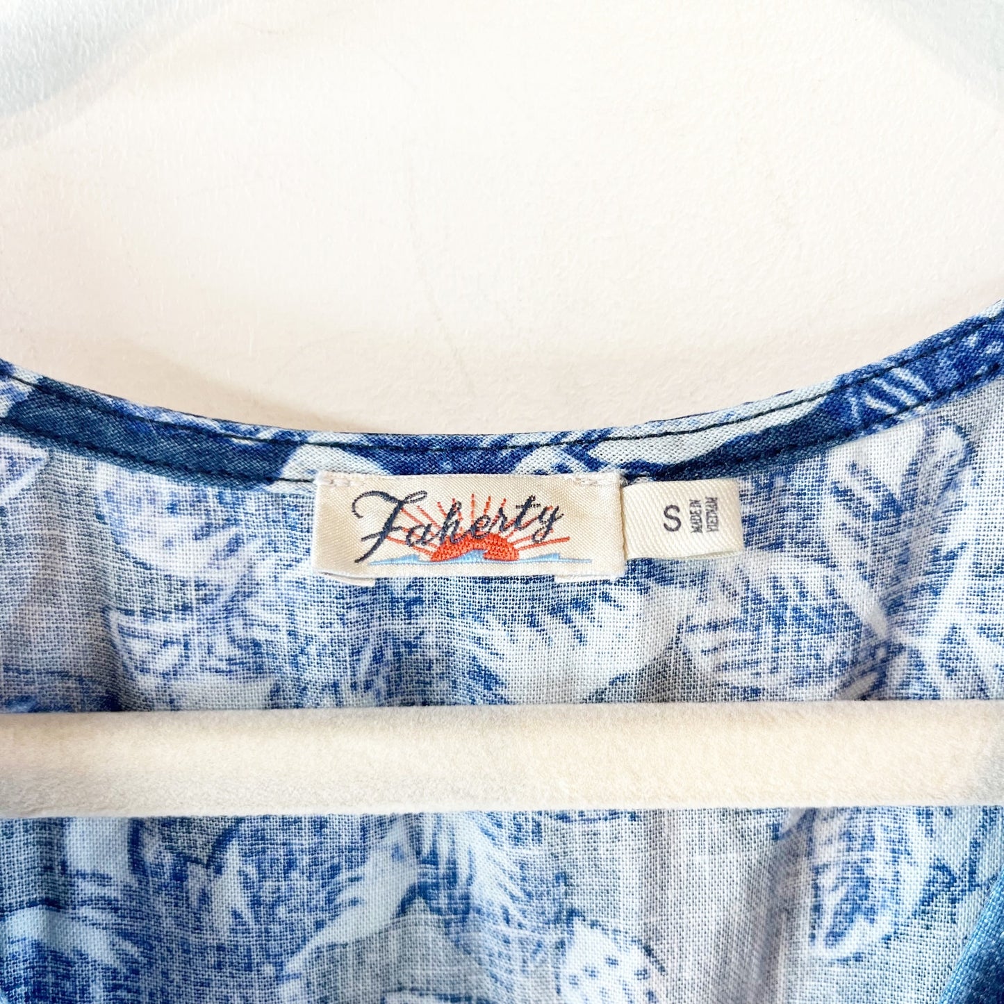 Faherty Long Sleeve Floral Print Maxi Boho Dress Blue Small