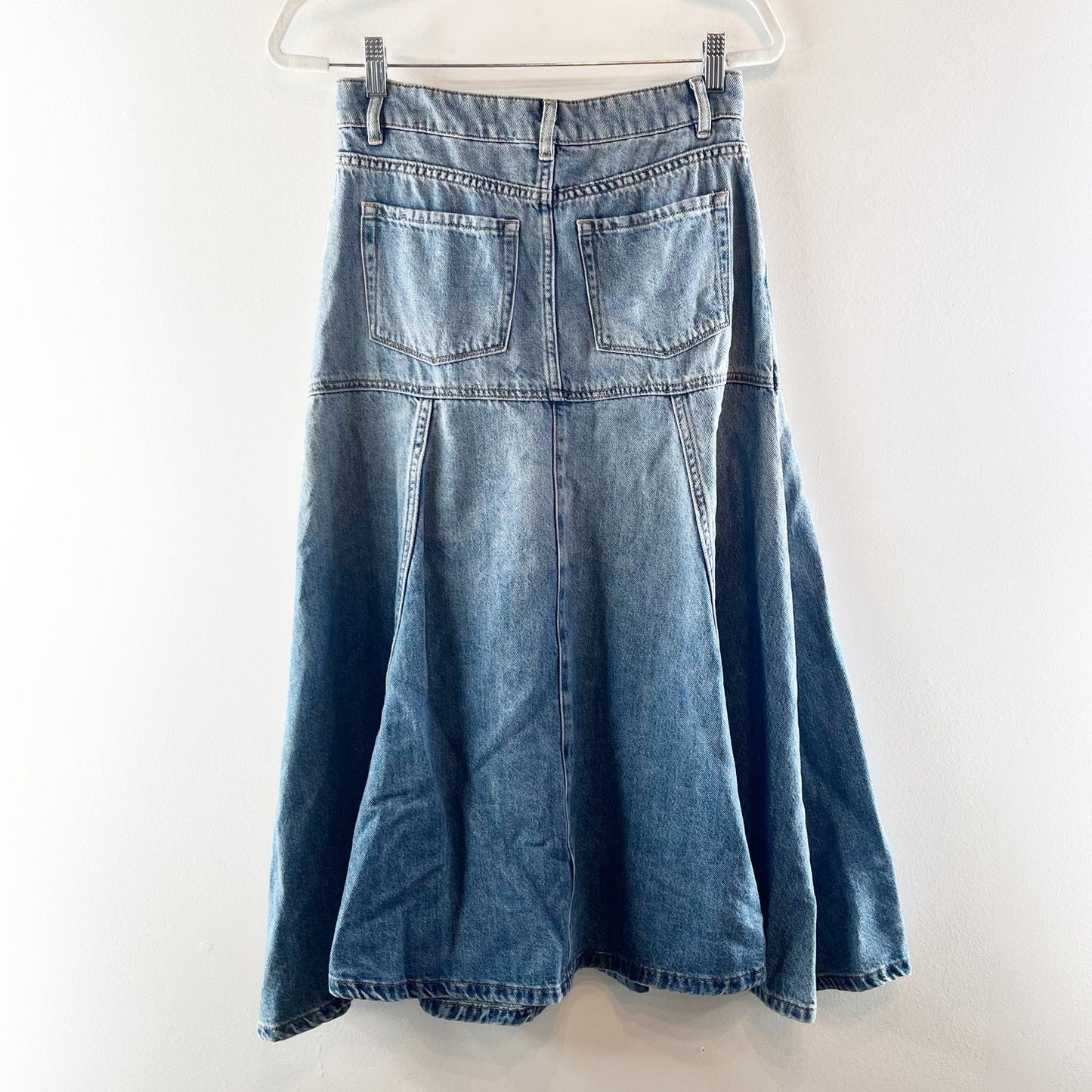 Mare Mare x Anthropologie Denim Flounce Midi Skirt Blue XS