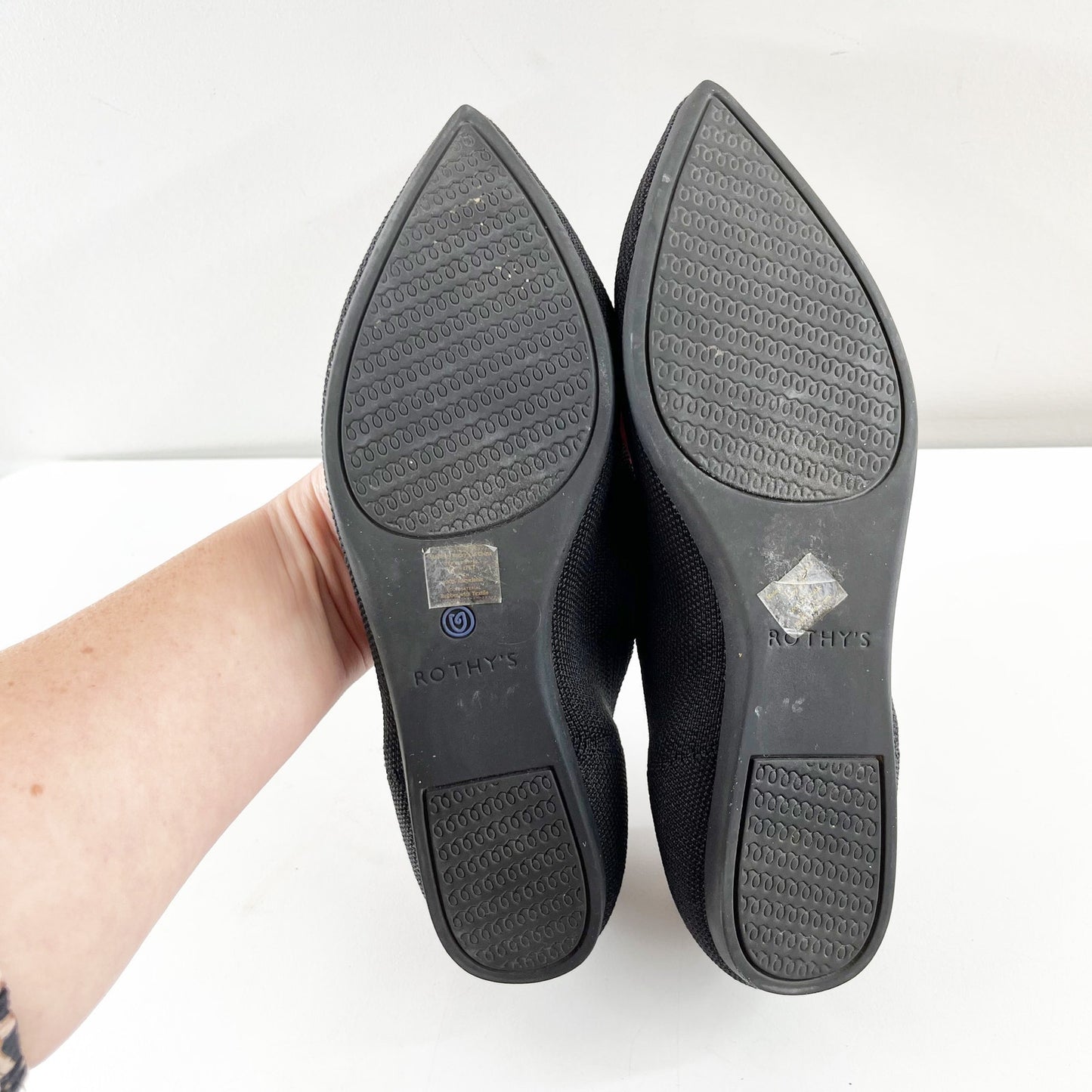 Rothy's Comfortable Soft Flexible The Point Slip On Knit Flats Black Solid 6.5