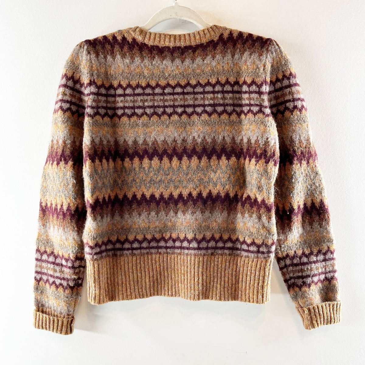 Marc Jacobs Crewneck Wool Blend Fair Isle Sweater Brown Small