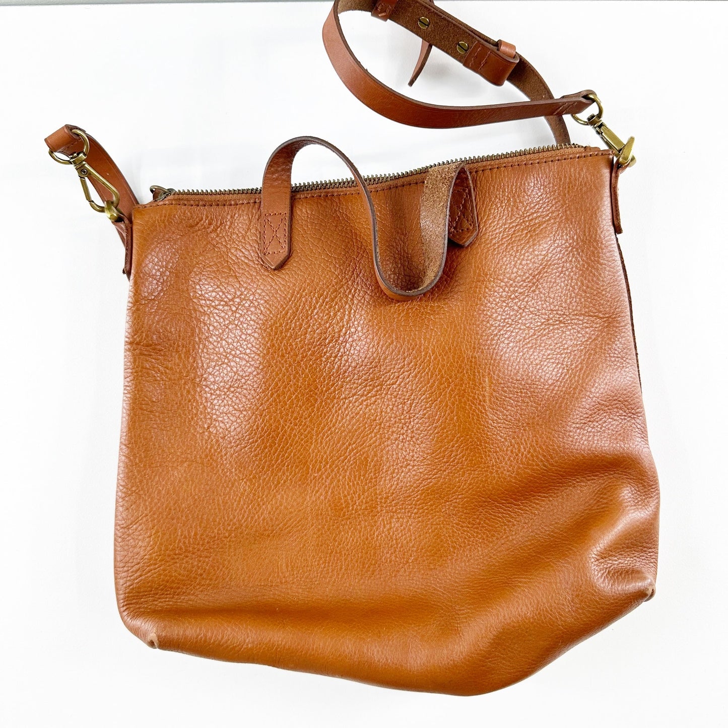 Madewell The Zip-Top Transport Leather Crossbody Bag Brown In English Saddle