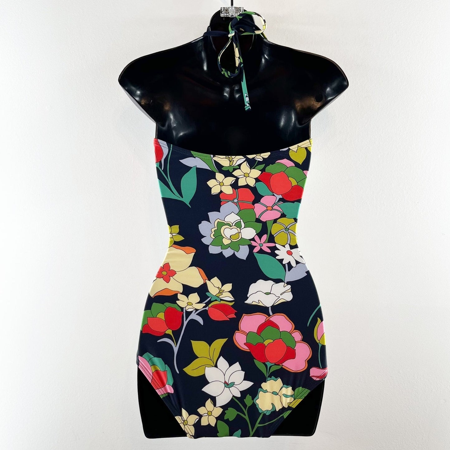 Kate Spade Drawstring Tie Front Bandeau One Piece Swimsuit Flower Bed Small