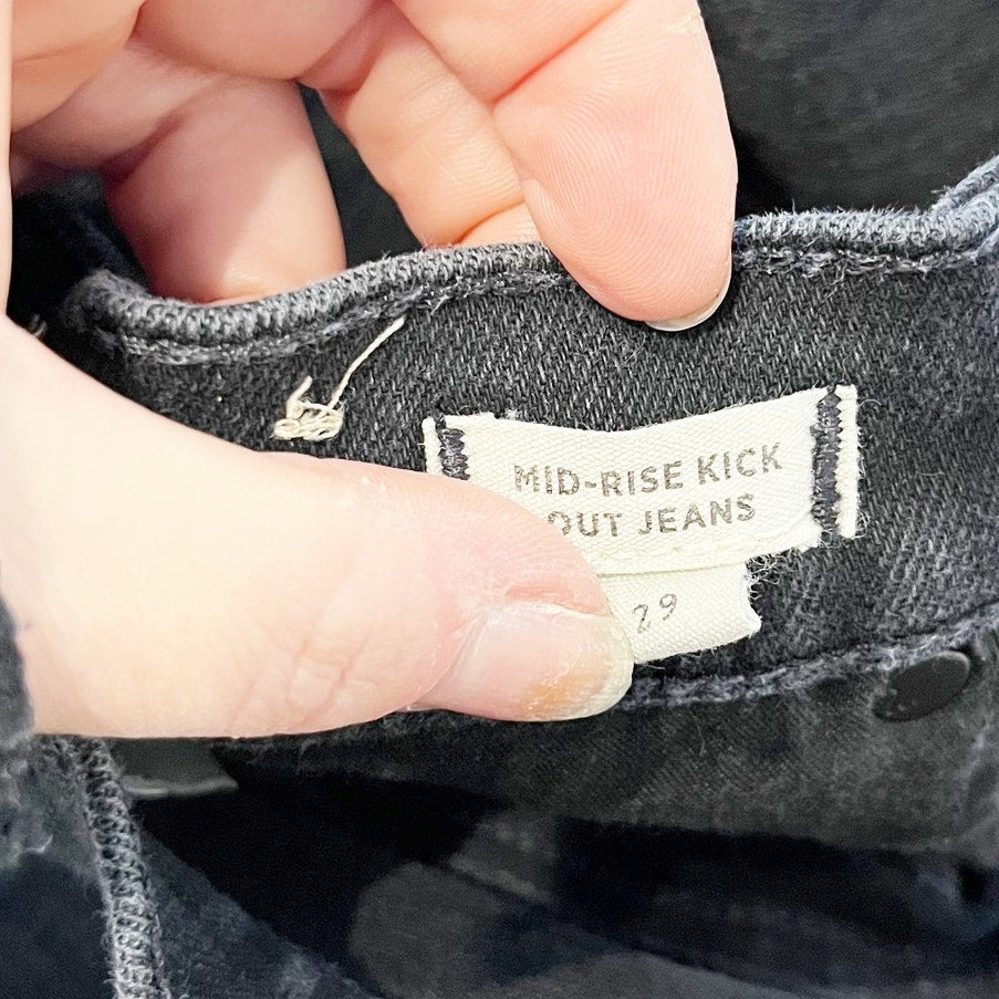 Madewell Mid Rise Kick Out Crop Flare Jeans Black 29 / 8