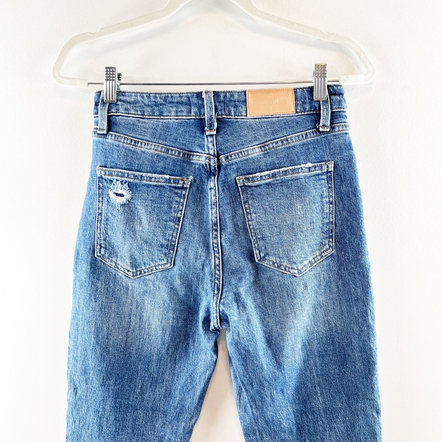 Pistola Lennon High-Waisted Distressed Denim Cropped Bootcut Jean Leyton Wash 25