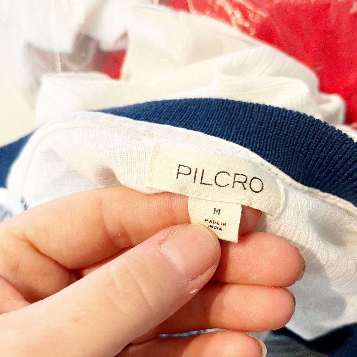 Pilcro Anthropologie Ruffle Cap Short Sleeve Scoopneck Tee Shirt White Blue M