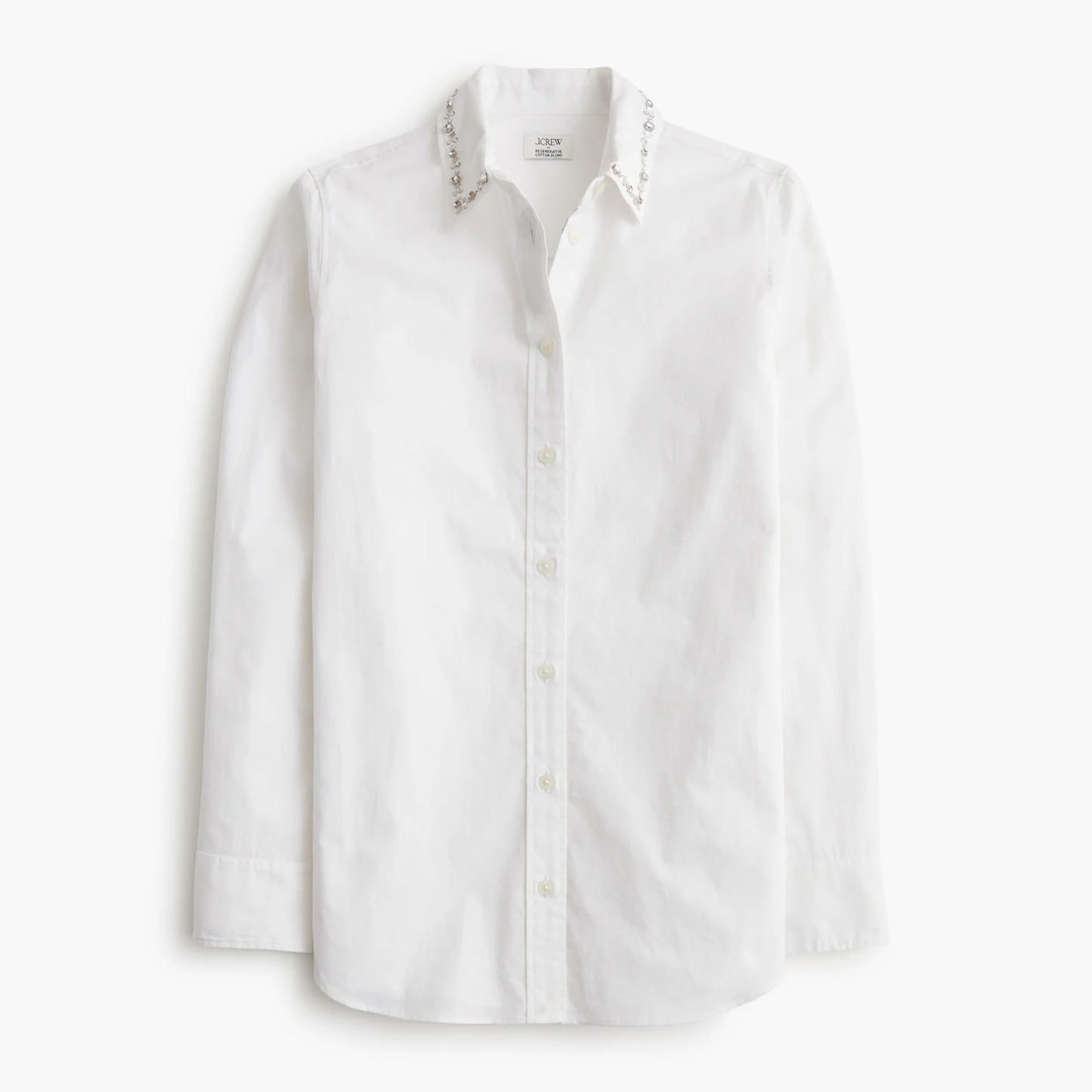 J. Crew Embellished Button Up Long Sleeve Shirt White XXS