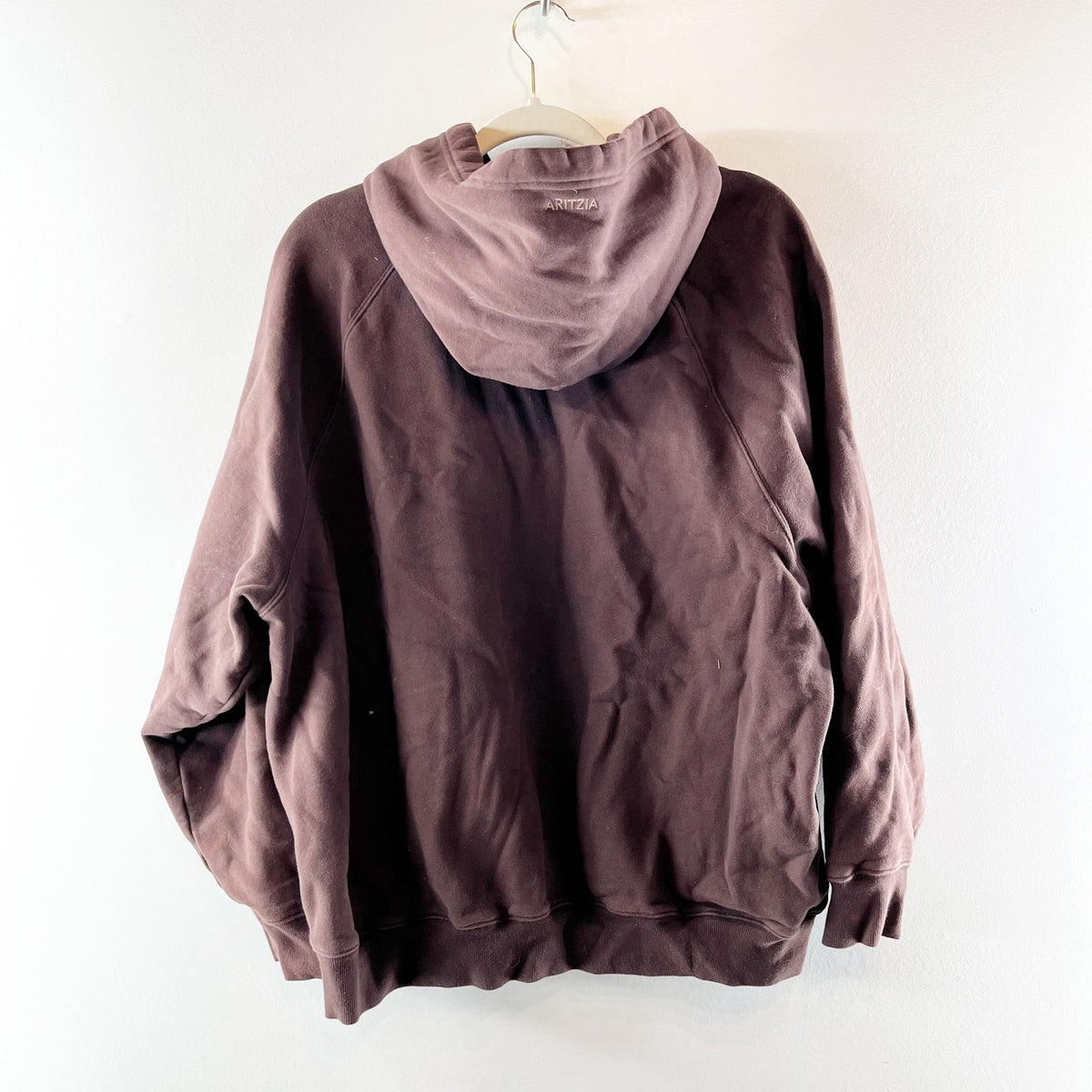 Aritzia Sweatfleece Mega Fit Pullover Sweatshirt Hoodie Brown Large