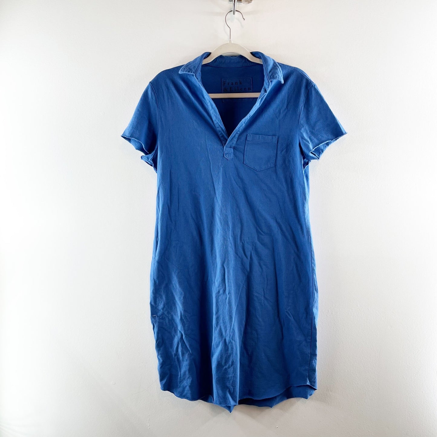 Frank & Eileen Lauren Short Sleeve Cotton Polo Mini Dress Blue Medium