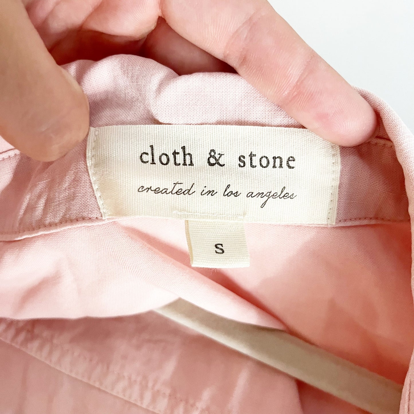 Cloth & Stone Tencel Lycocel Long Sleeve Curved Hem Button Up Shirt Pink Small
